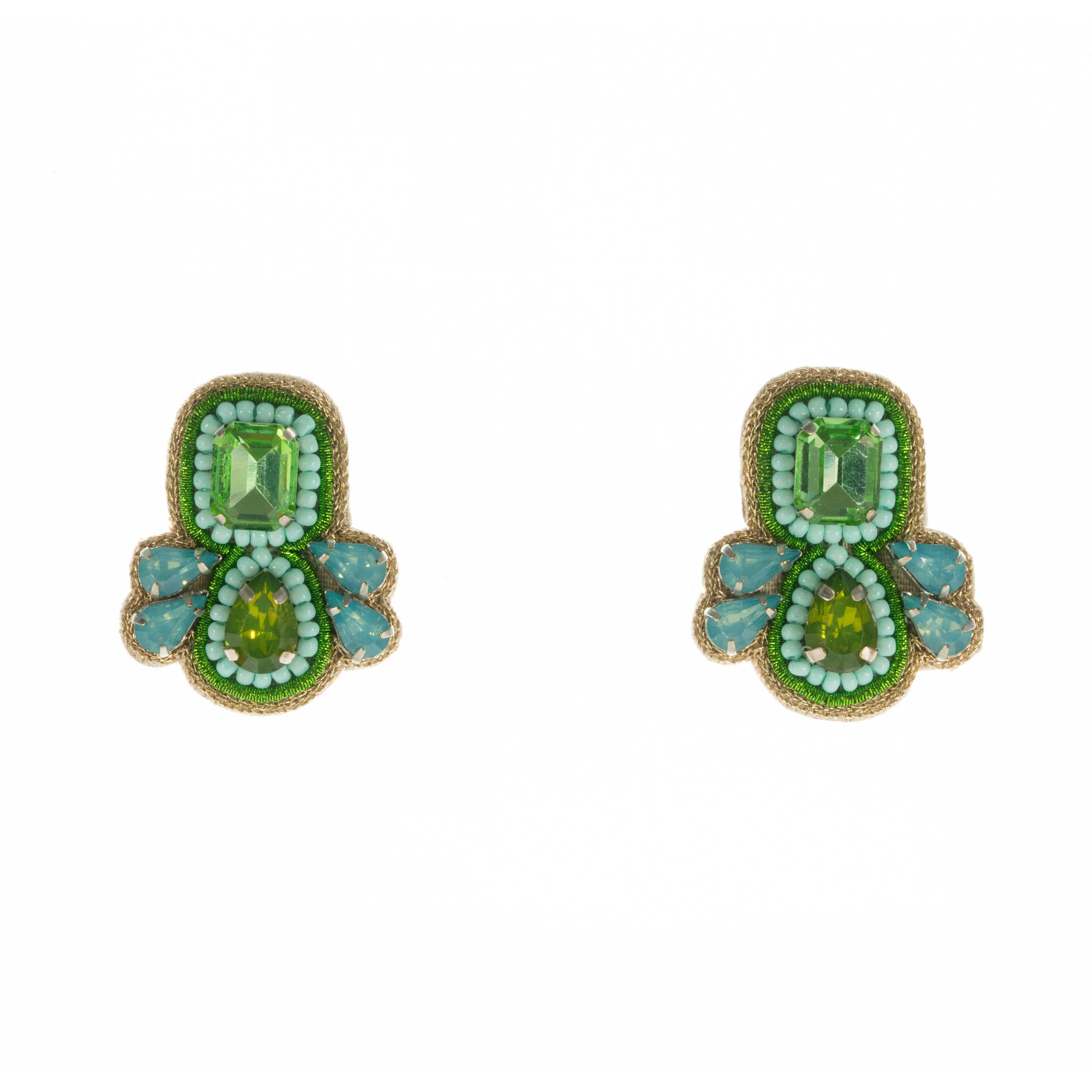 Suri Studs in Green & Light Blue
