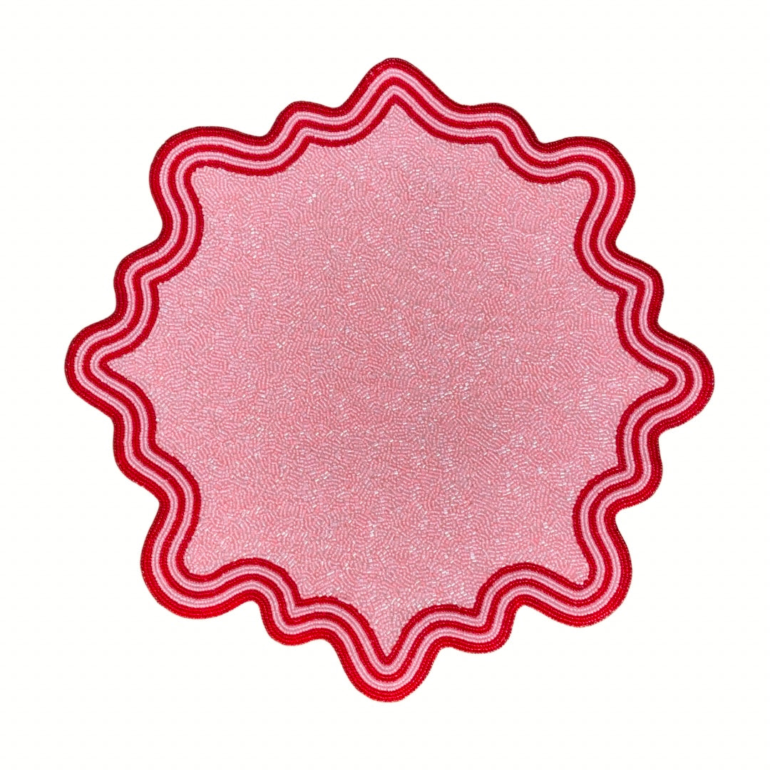 Pink and Red Hand Beaded Placemat