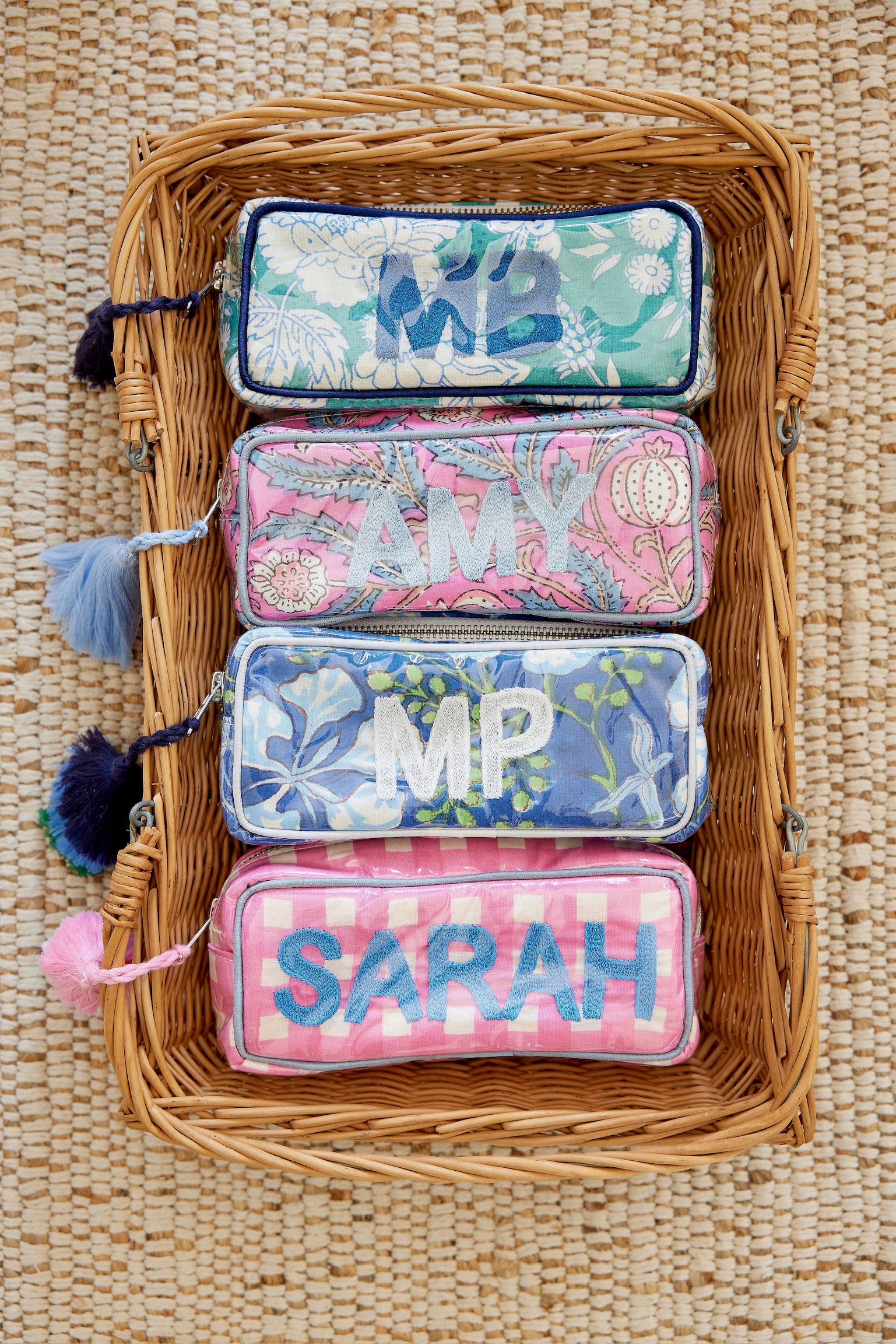 The Mini India Bag - Navy / Green Floral - Monogrammed