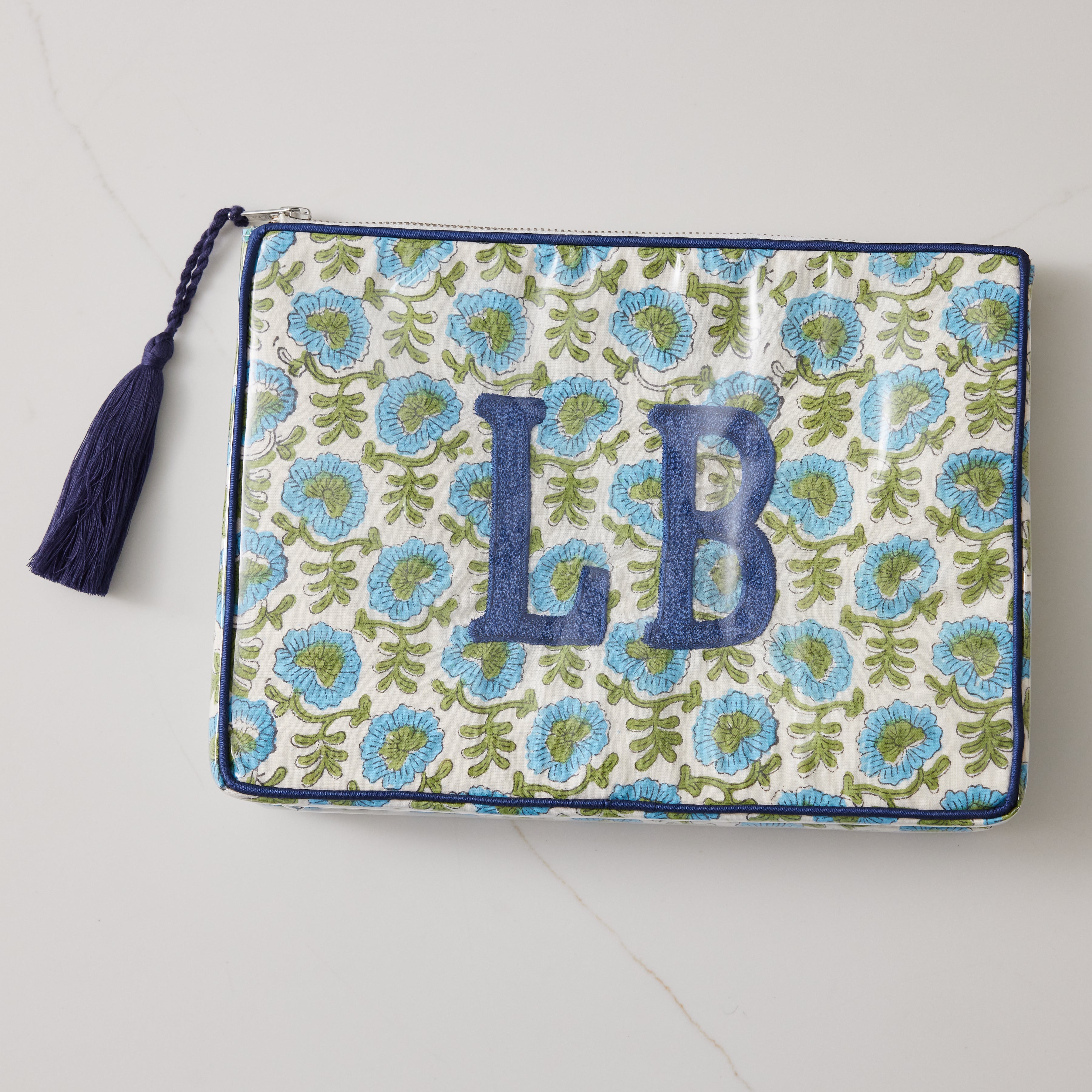 The OG - Custom Block Print Bag - Blue/Green