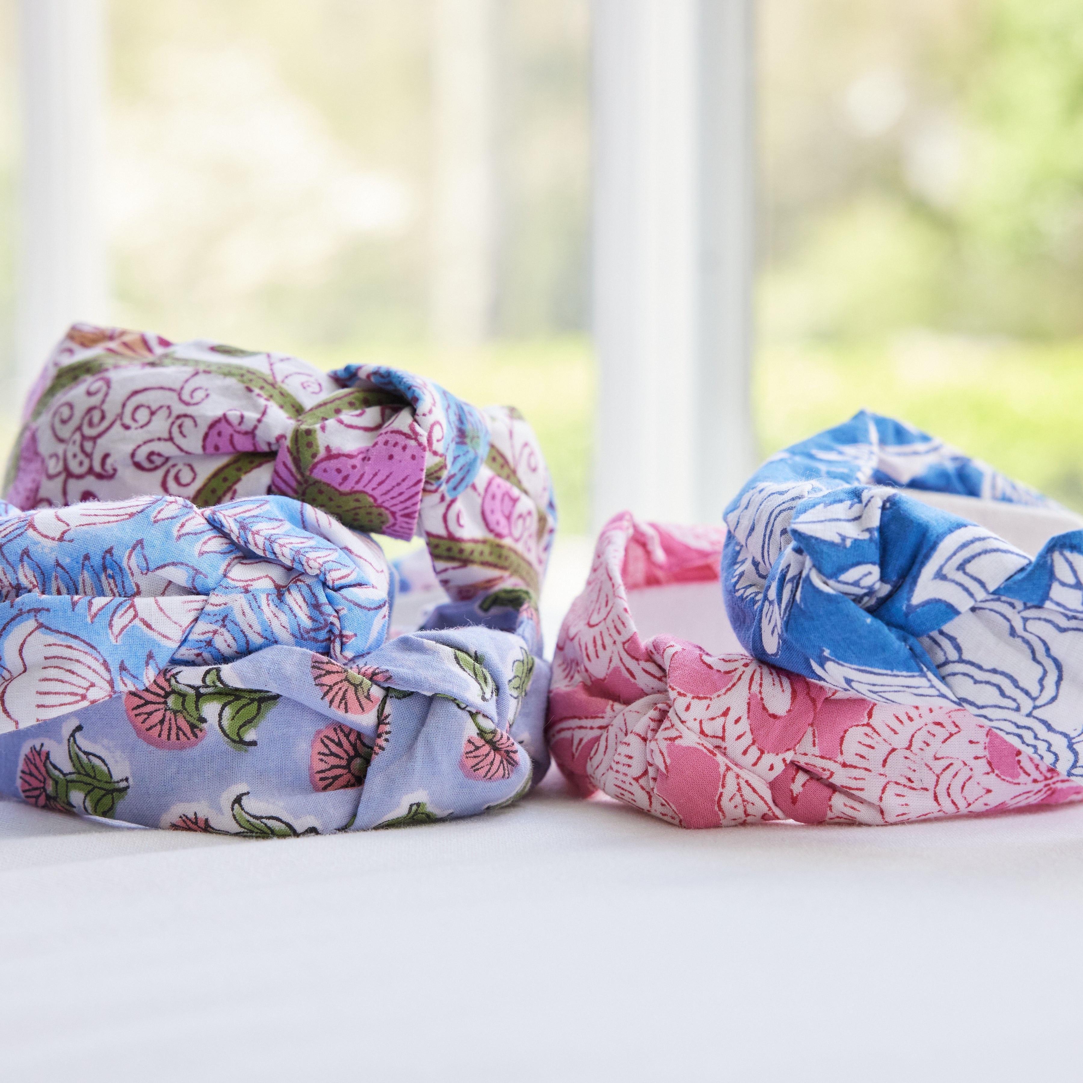 Block Print Headband in Sconset Blue
