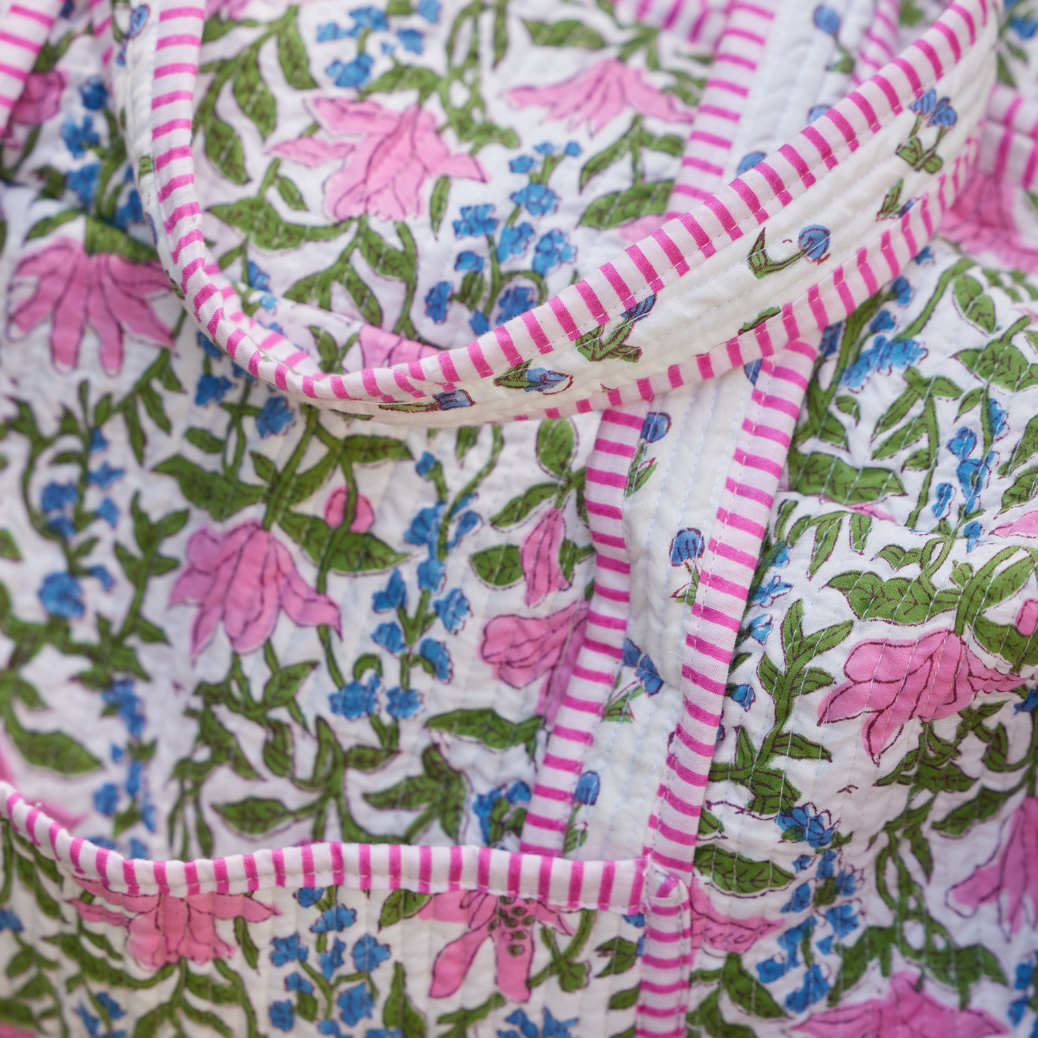 Block Print Overnight Bag - Flower Garden