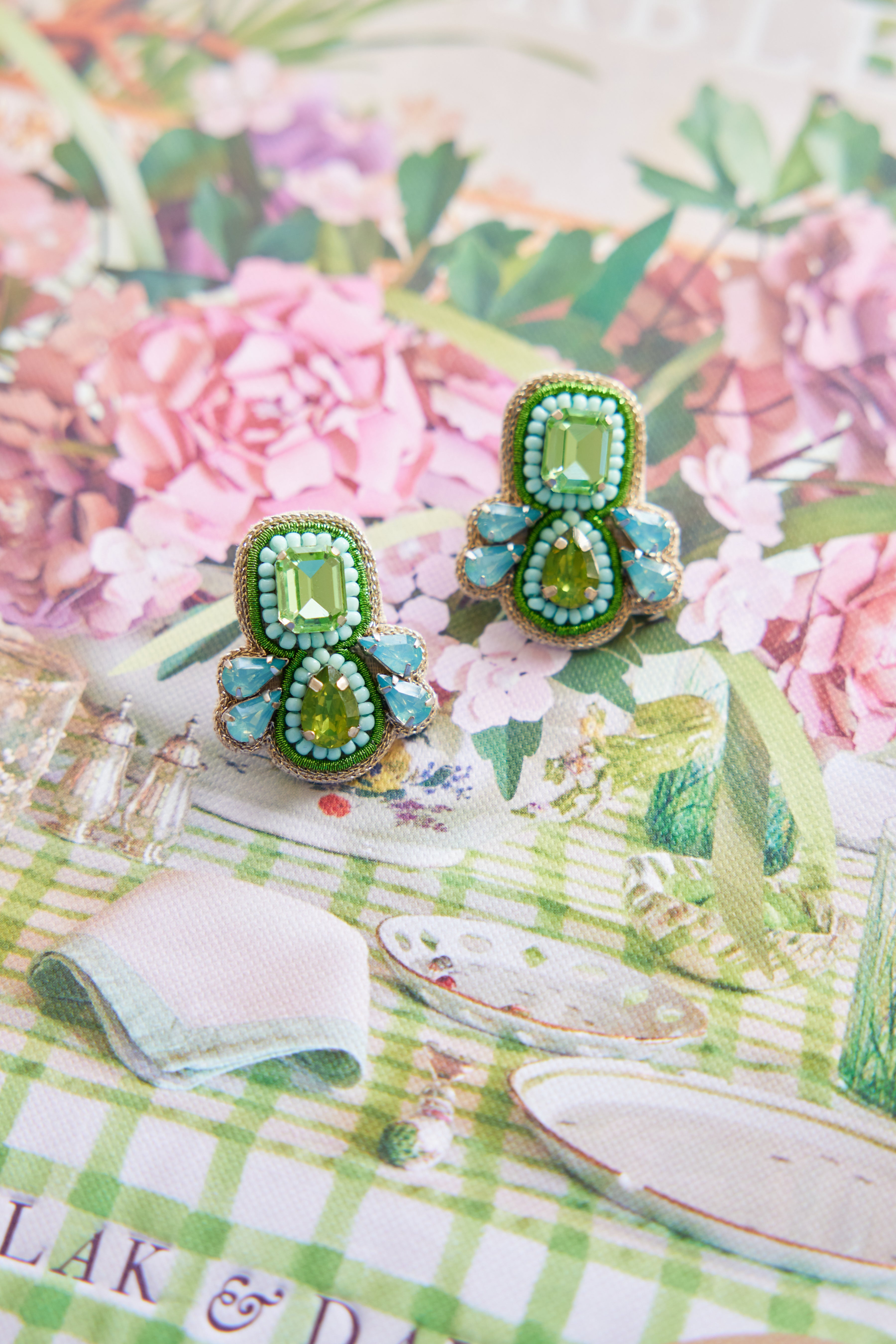 Suri Studs in Green & Light Blue