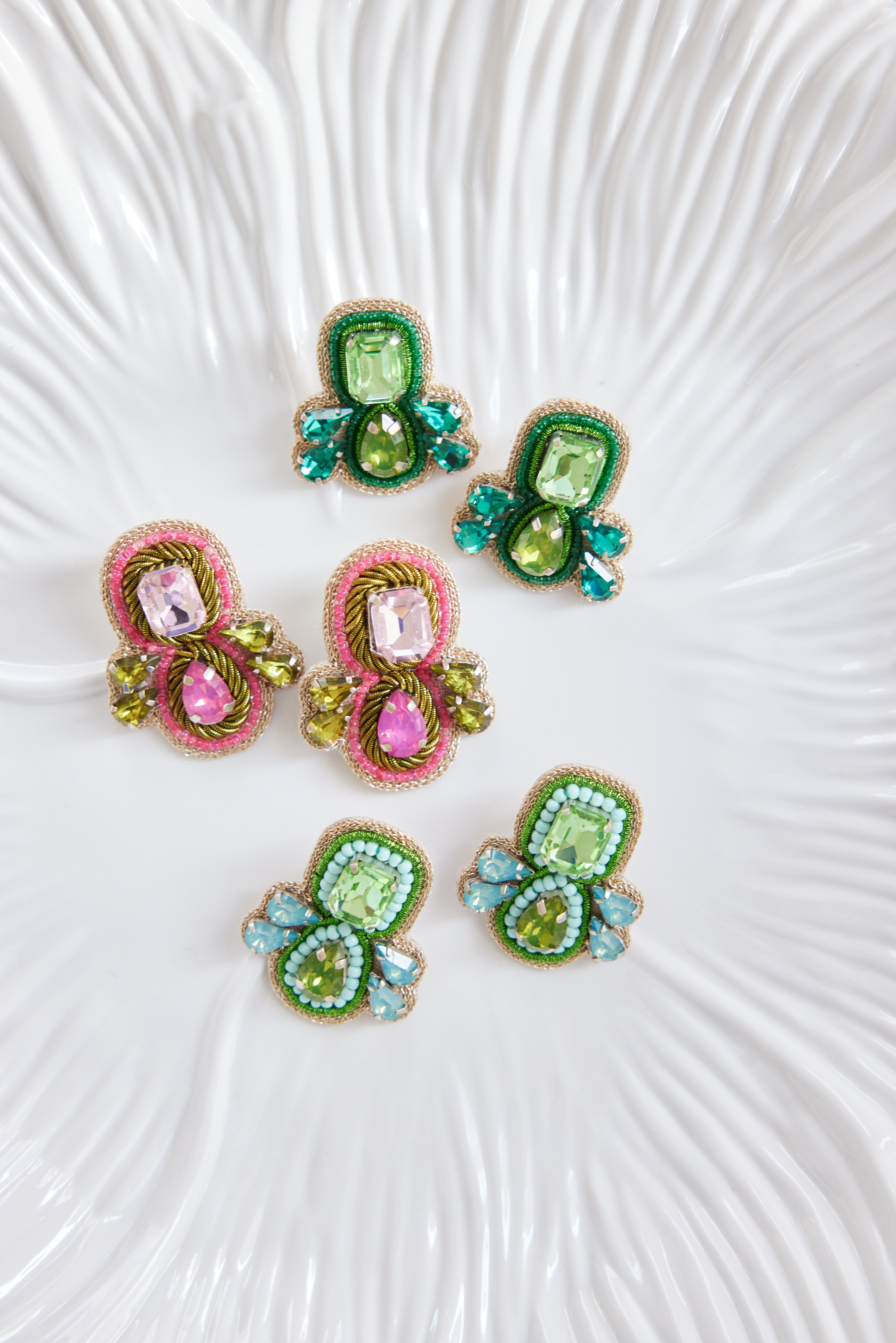 Suri Studs in Green & Light Blue