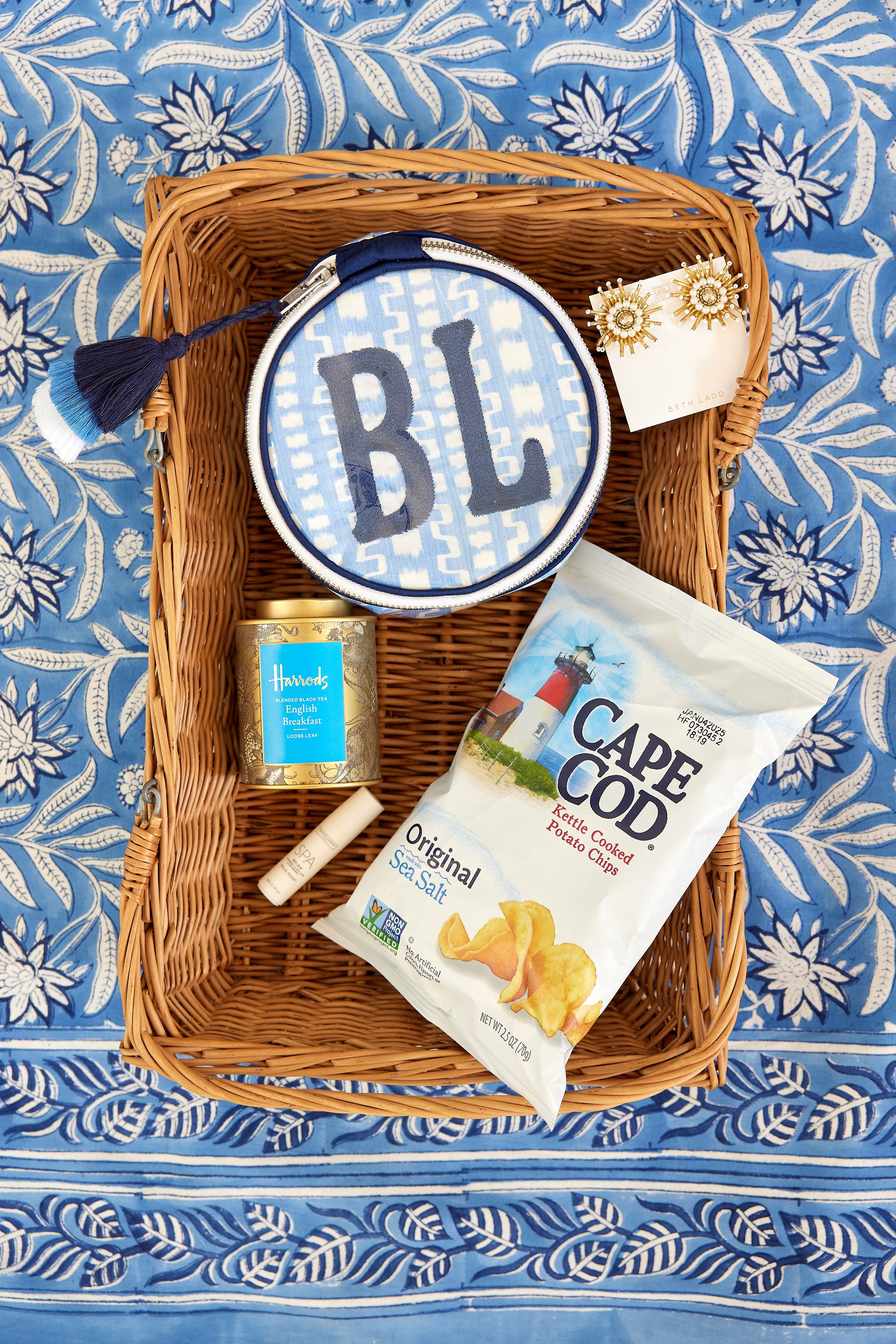 The India Round - Seafoam and Pink - Monogrammed