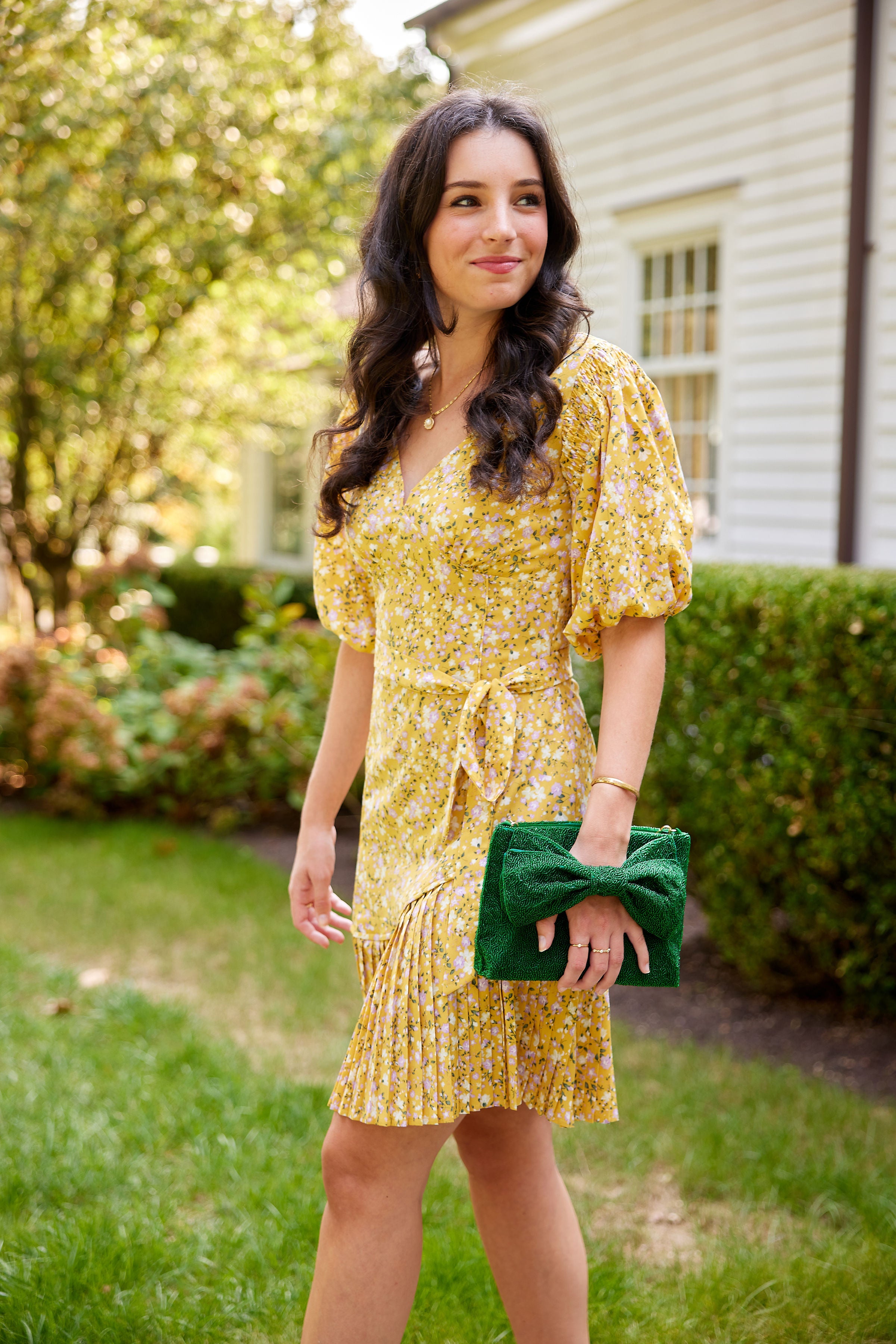 Custom Beaded Bow Bag in Emerald Green