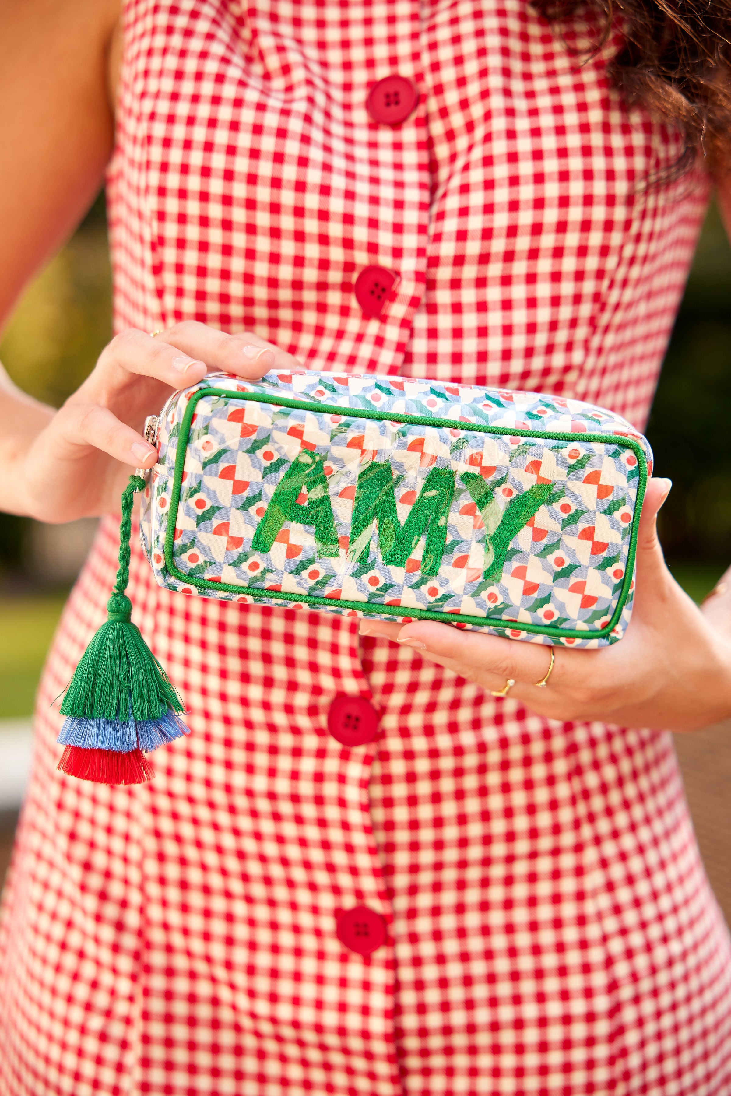 The Mini India Bag - Red/Blue/Green - Monogrammed