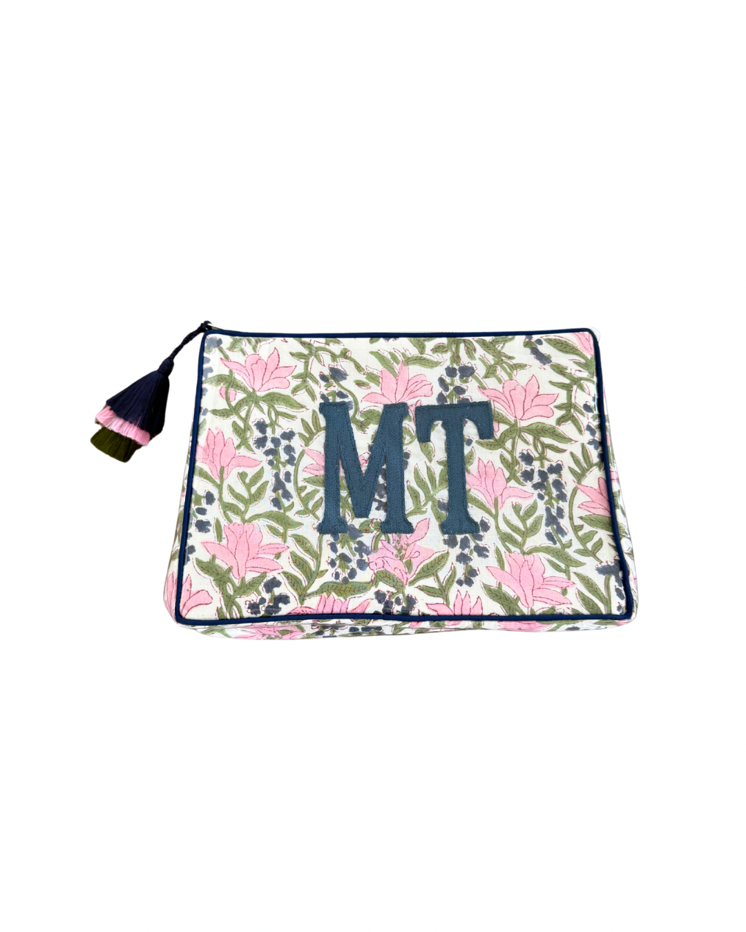 The OG India Bag - Spring Floral Blockprint - Monogrammed