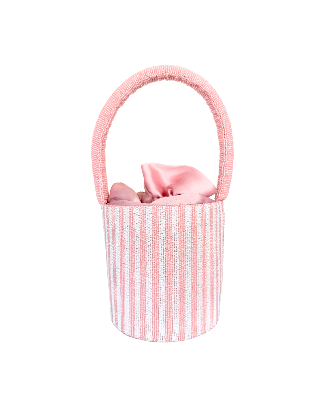 The Palm Beach - Beaded Bucket Bag in Poolside Pink