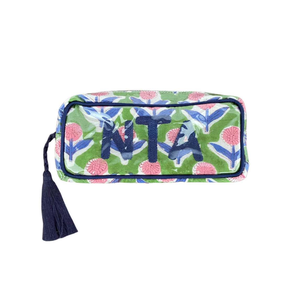 The Mini India Bag - Green/Navy/Pink - Monogrammed