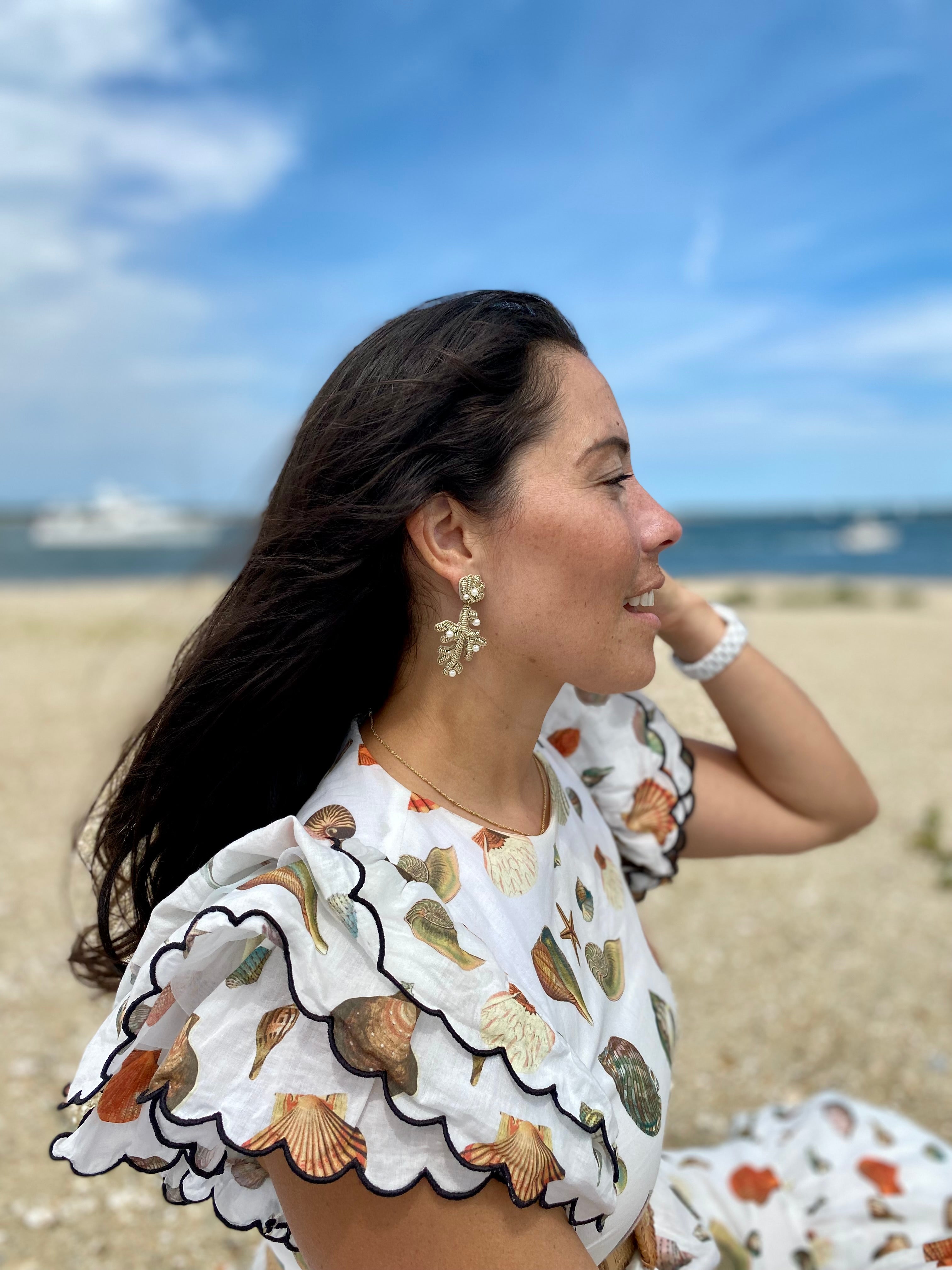 Capri Coral Earrings in Gold