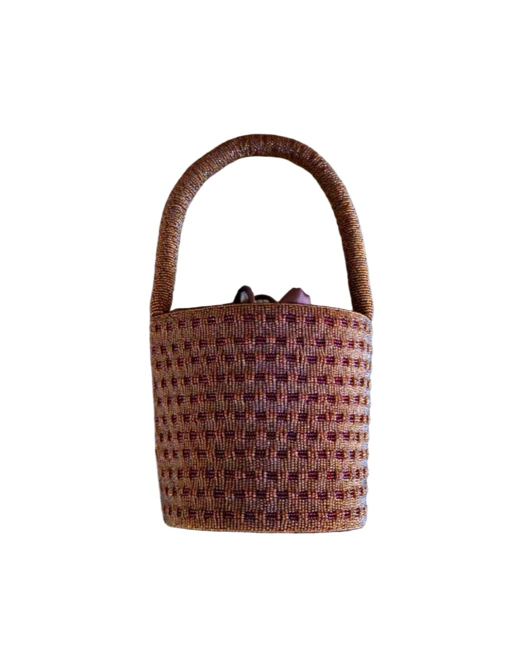The Telluride - Beaded Bucket Bag in Cocoa