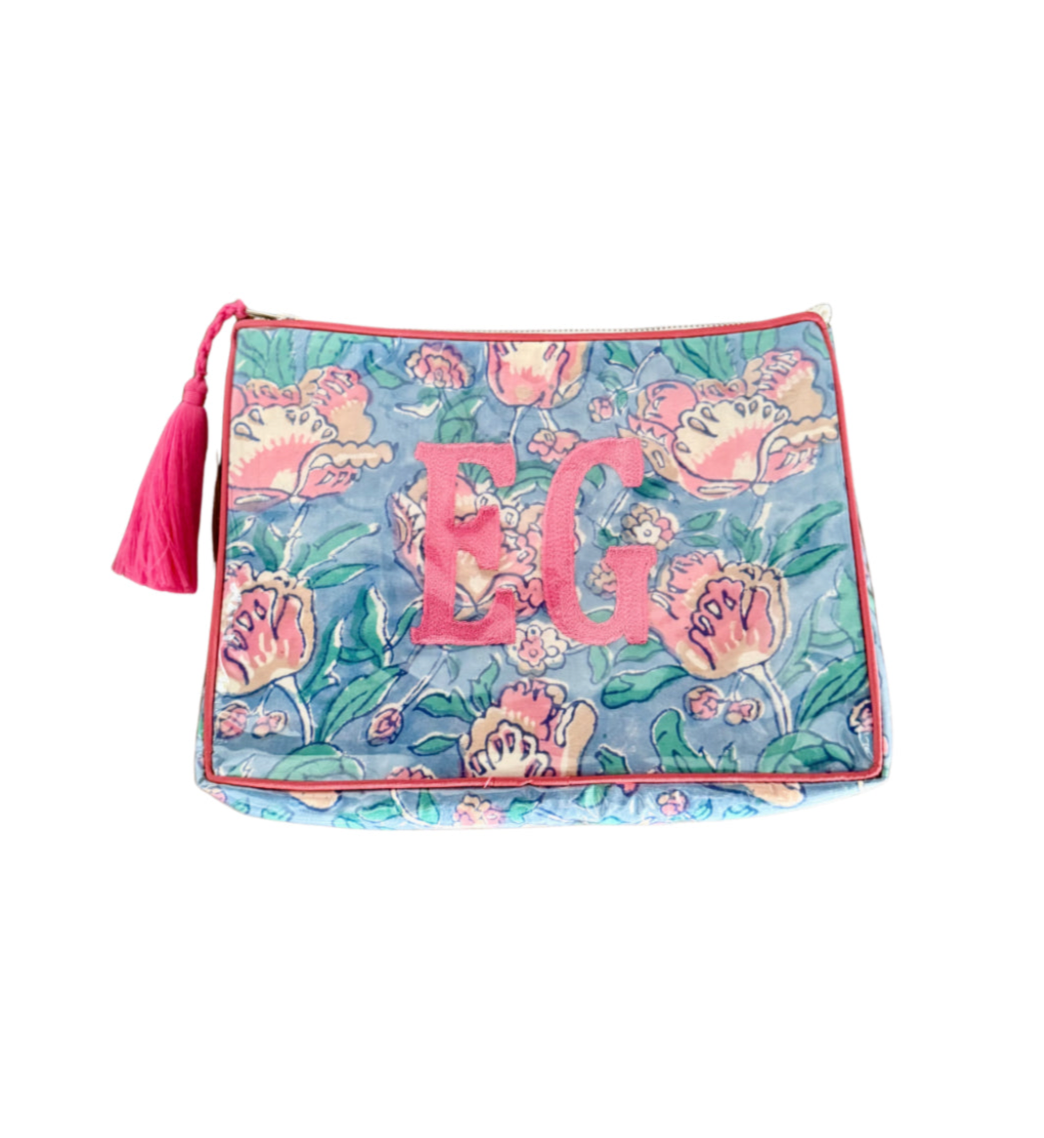 The OG India Bag - London Floral Blockprint - Monogrammed