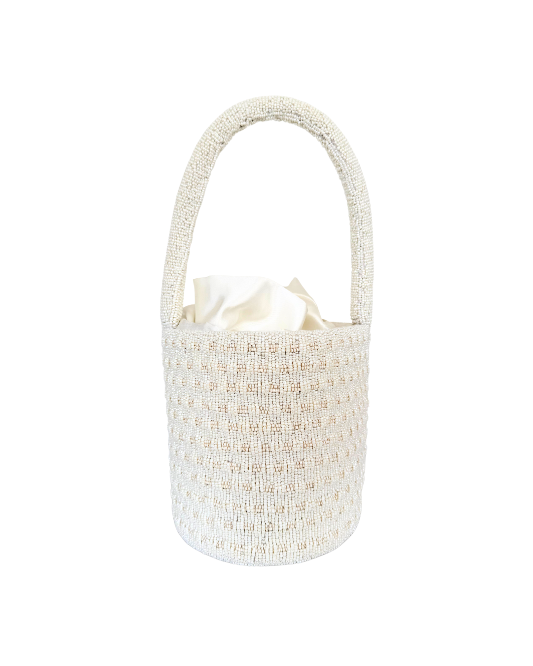 The Saint Tropez - Beaded Bucket Bag in Classic Ivory