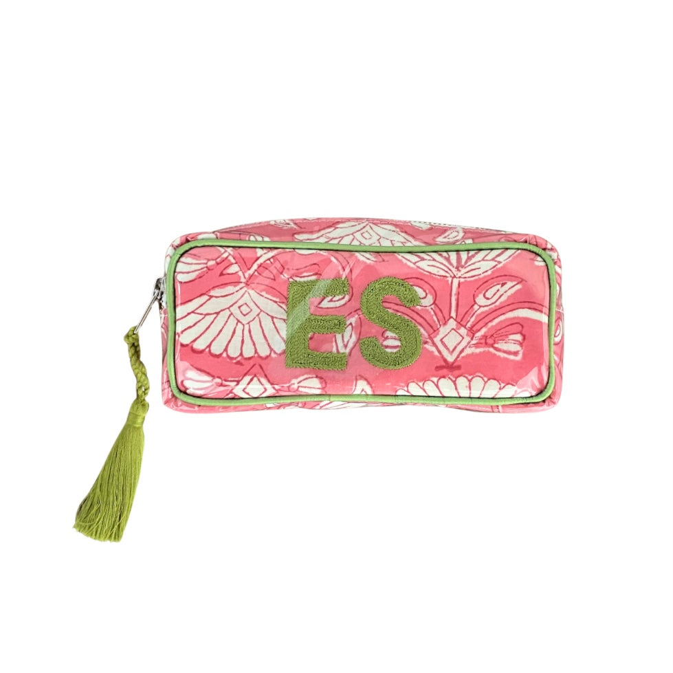 The Mini India Bag - Coral/Green - Monogrammed