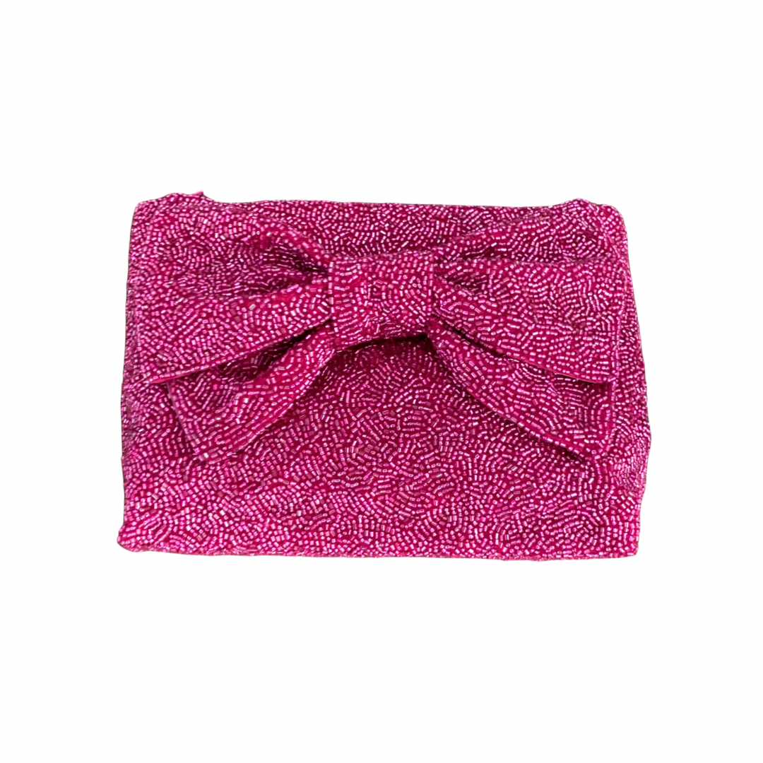 Custom Beaded Bow Bag in Pink