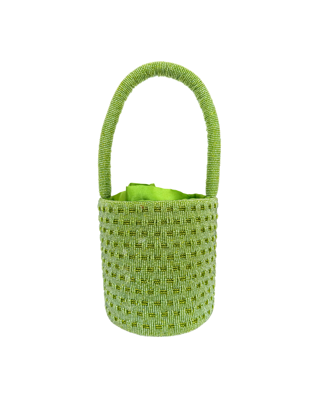 The Palm Springs - Beaded Bucket Bag in Spring Green
