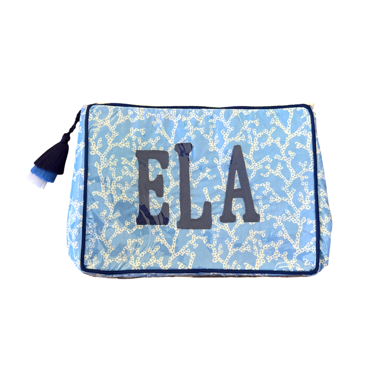 The OG India Bag - Blue and White Coral - Monogrammed