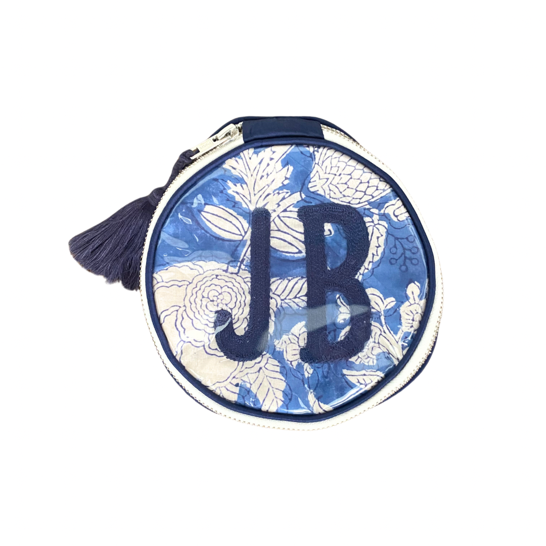 The India Round - Blue/Navy - Monogrammed