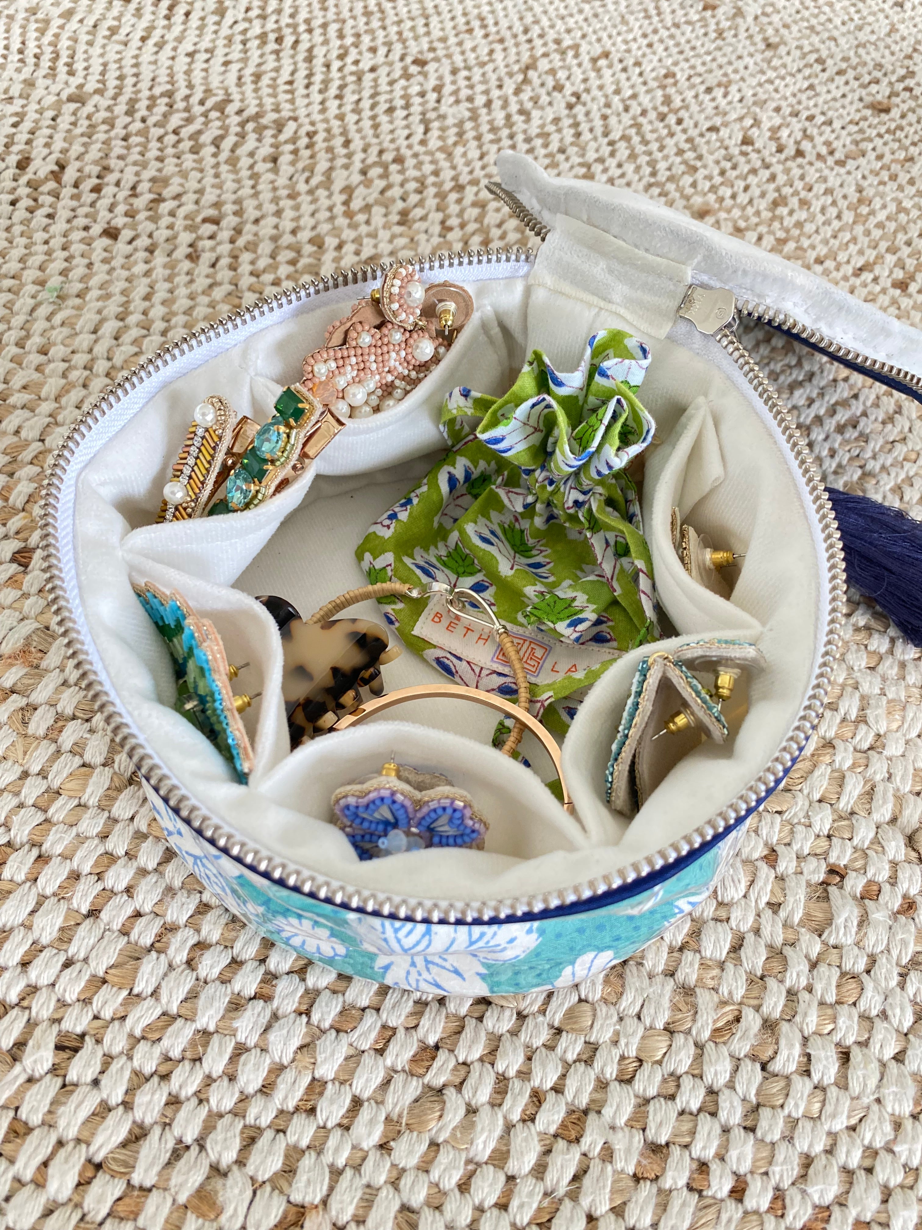 The India Round - Blue Ikat - Monogrammed