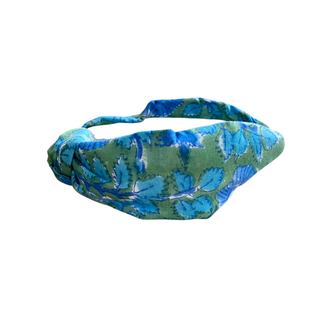 Block Print Headband in Vineyard Blue/Green