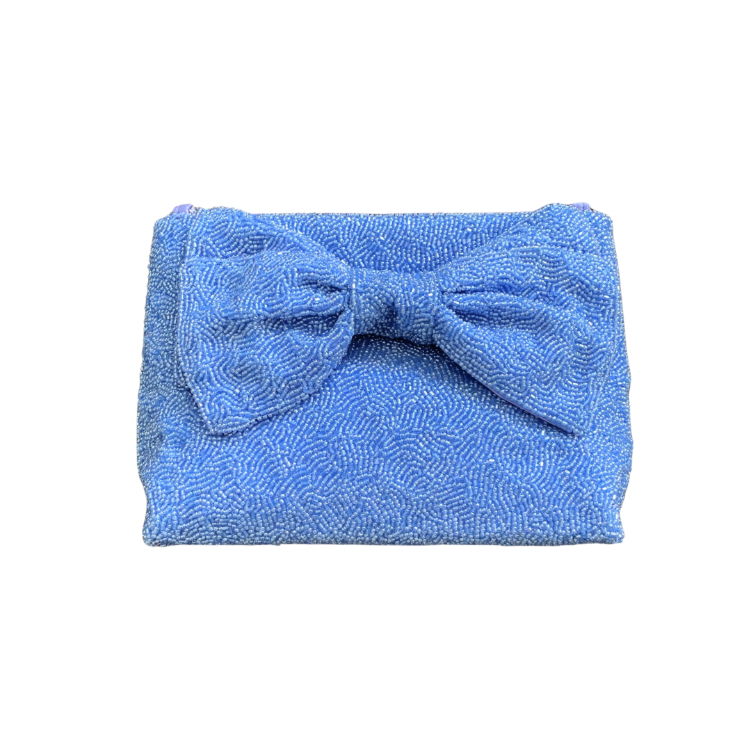 Custom Beaded Bow Bag in Periwinkle