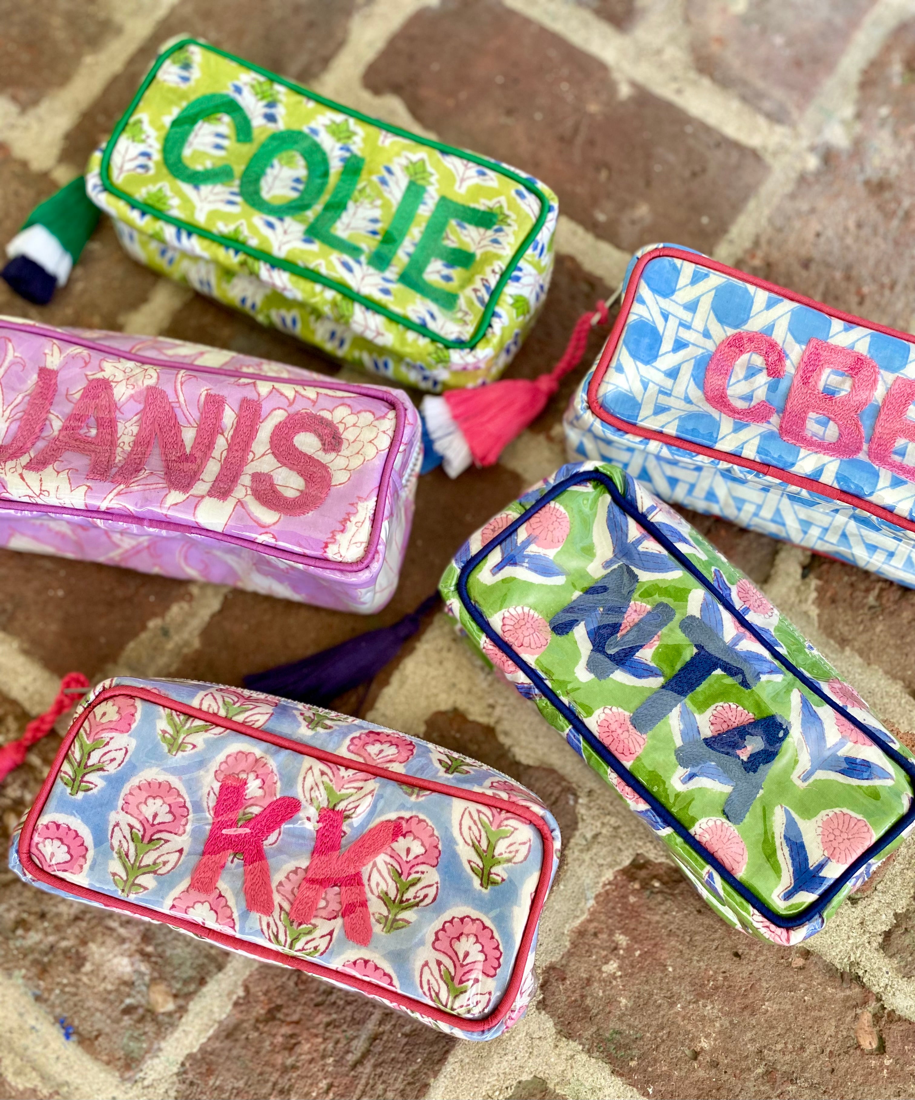 The Mini India Bag - Pink/Green/Blue - Monogrammed