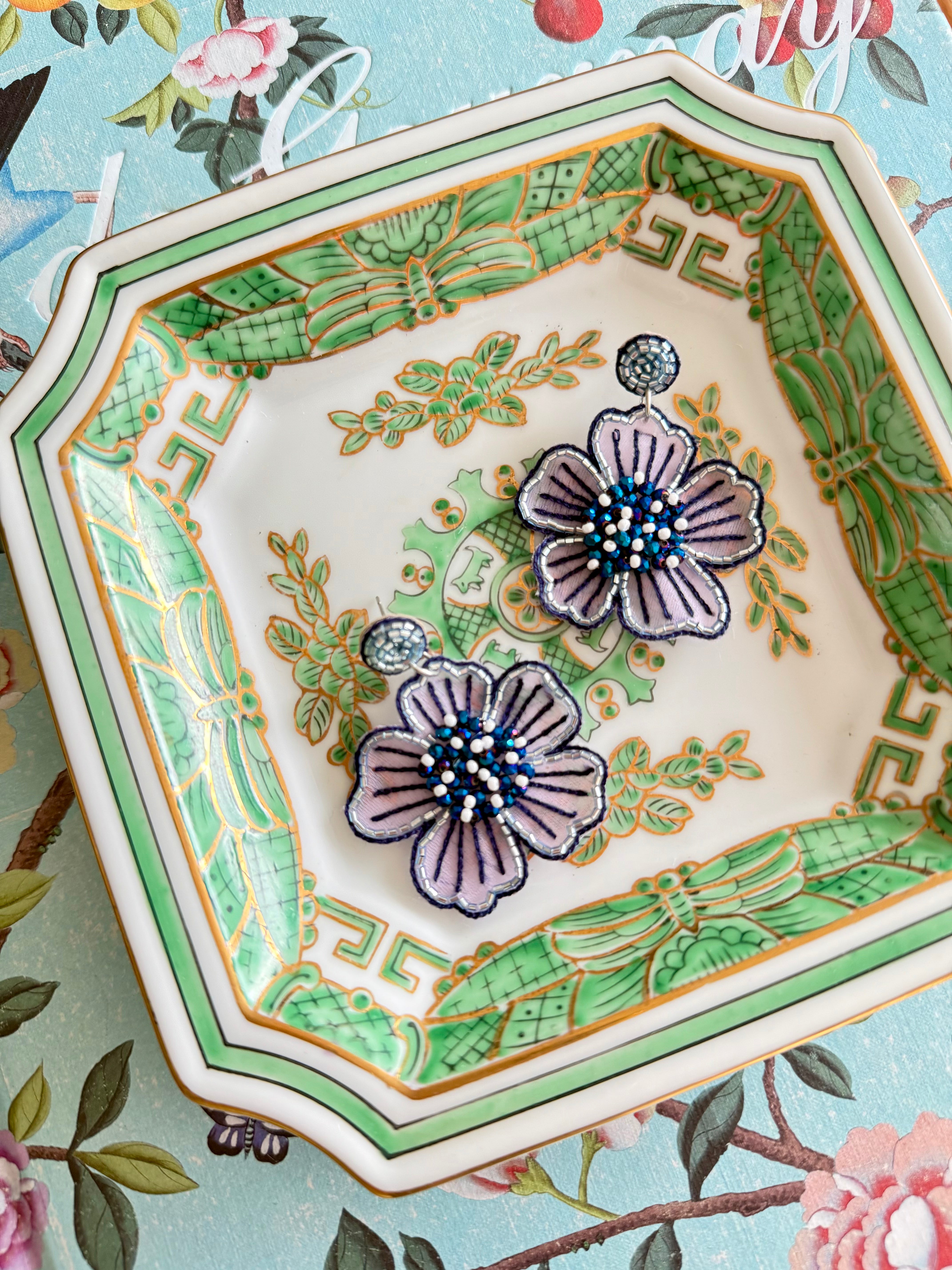 Fresh Bloom Earrings in Navy