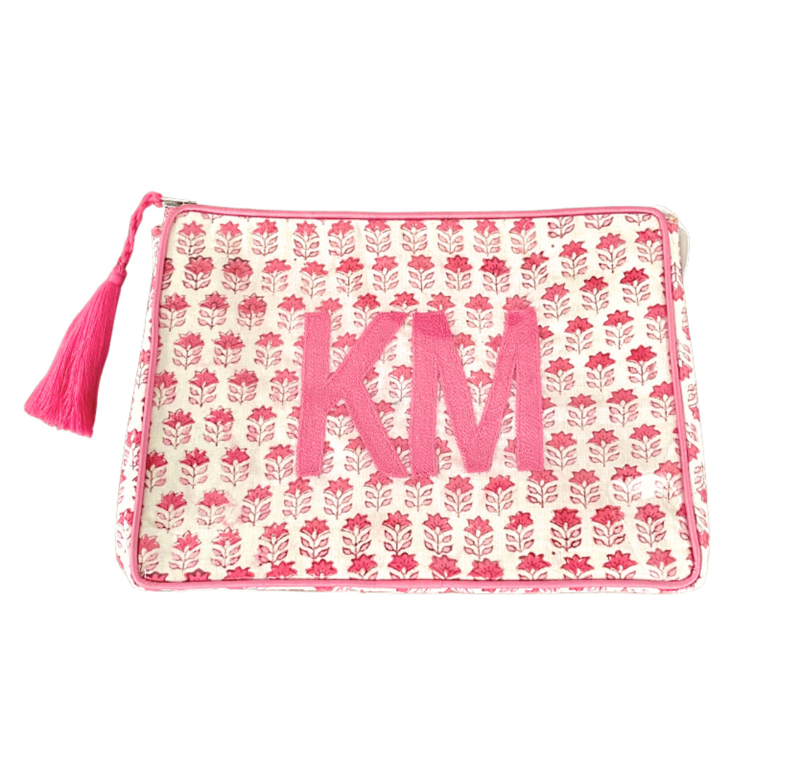The OG India Bag - Pink and White - Monogrammed