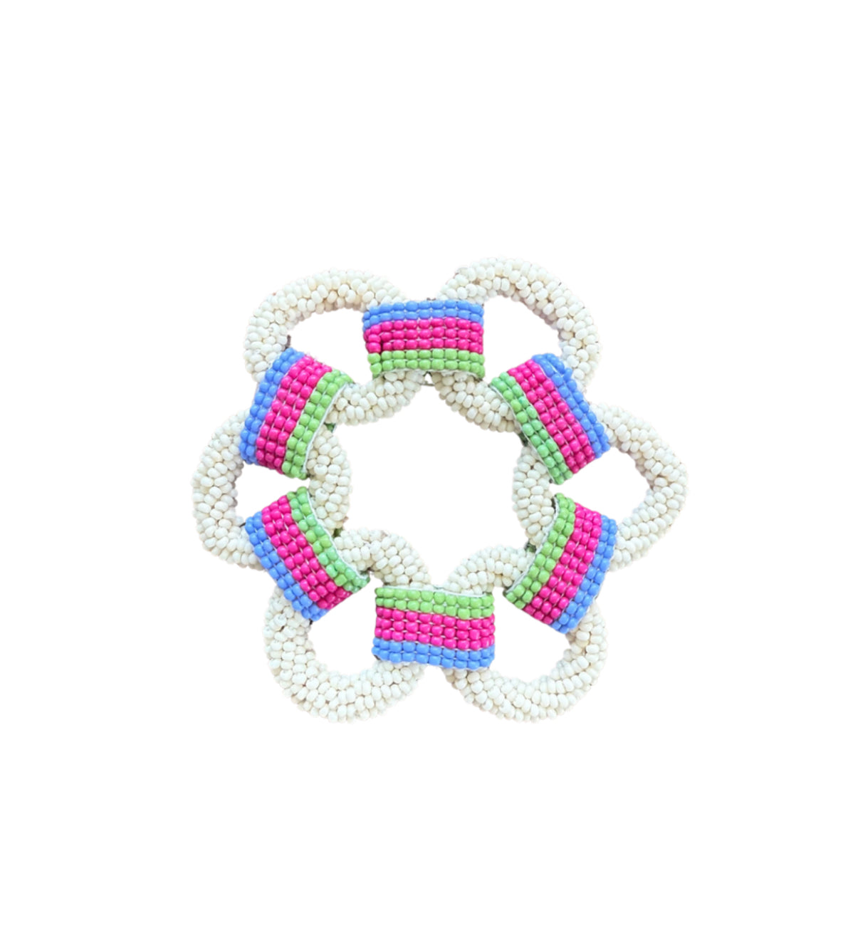 Links Bracelet in Ivory, Periwinkle, Pink and Green