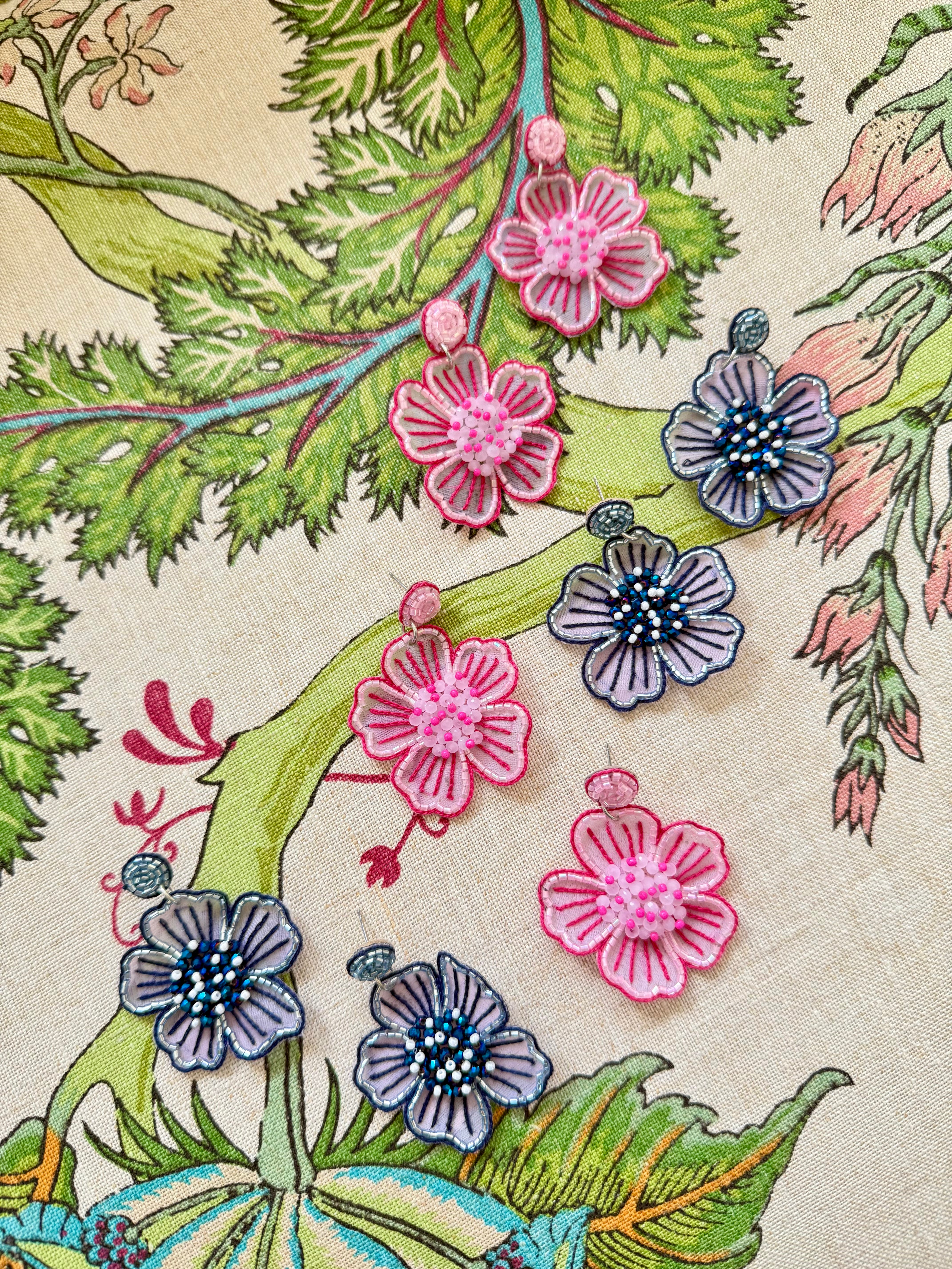 Fresh Bloom Earrings in Navy