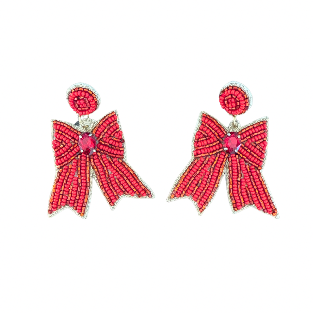 Bow Earrings in Red