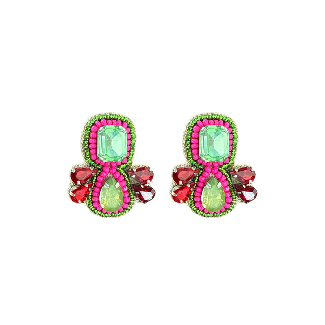 Suri Studs in Red, Green and Pink