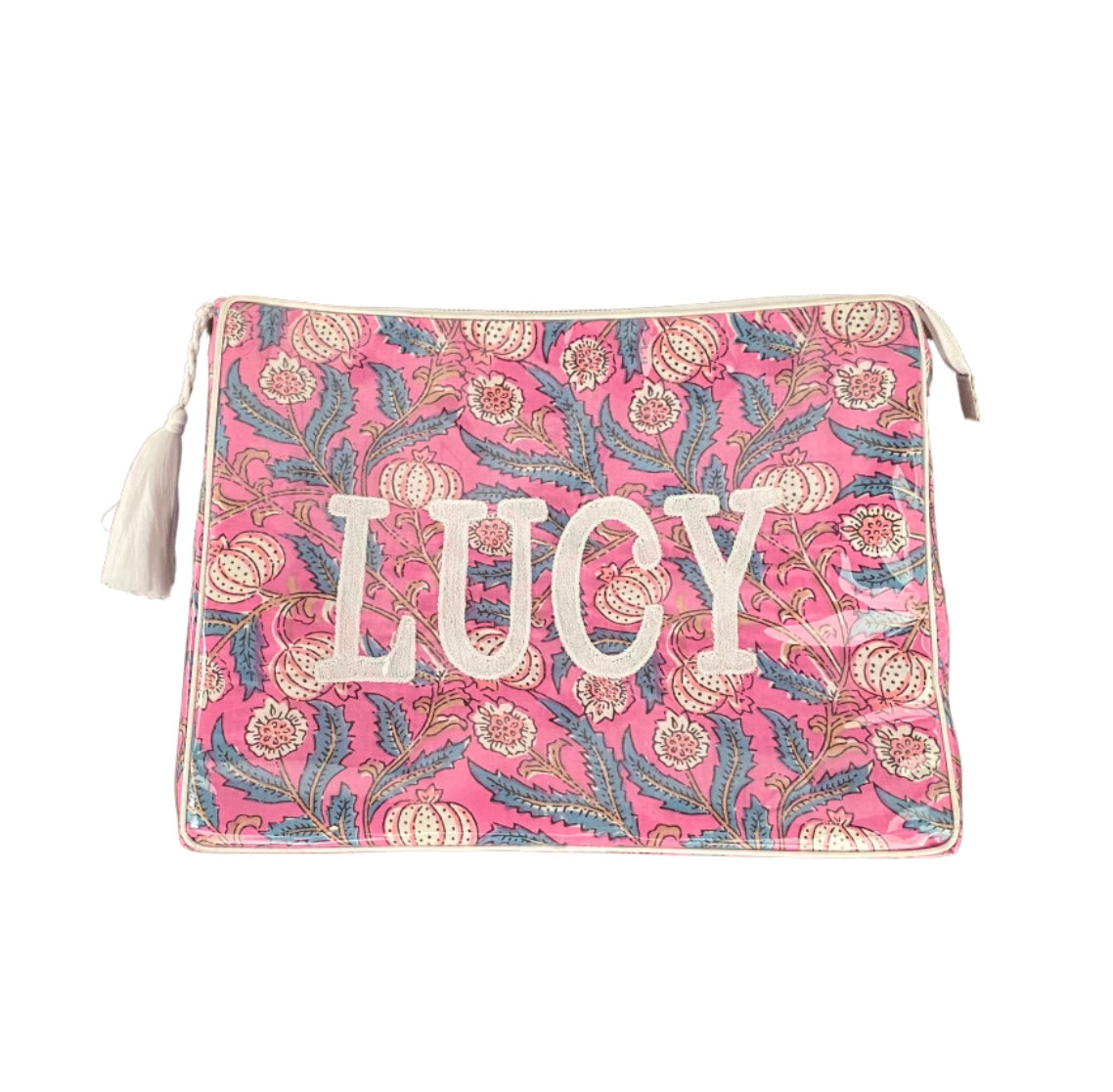 The OG India Bag -Pink/Blue - Monogrammed