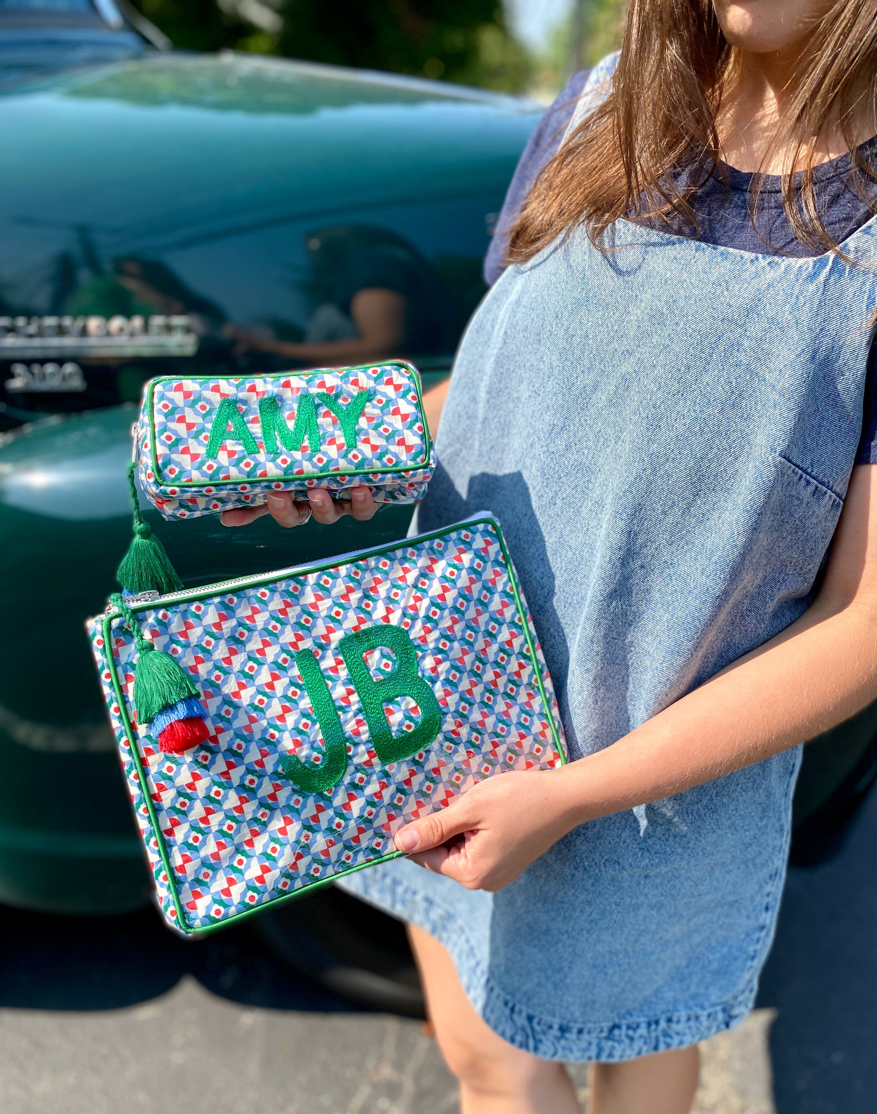 The OG India Bag - Red/Blue/Green - Monogrammed