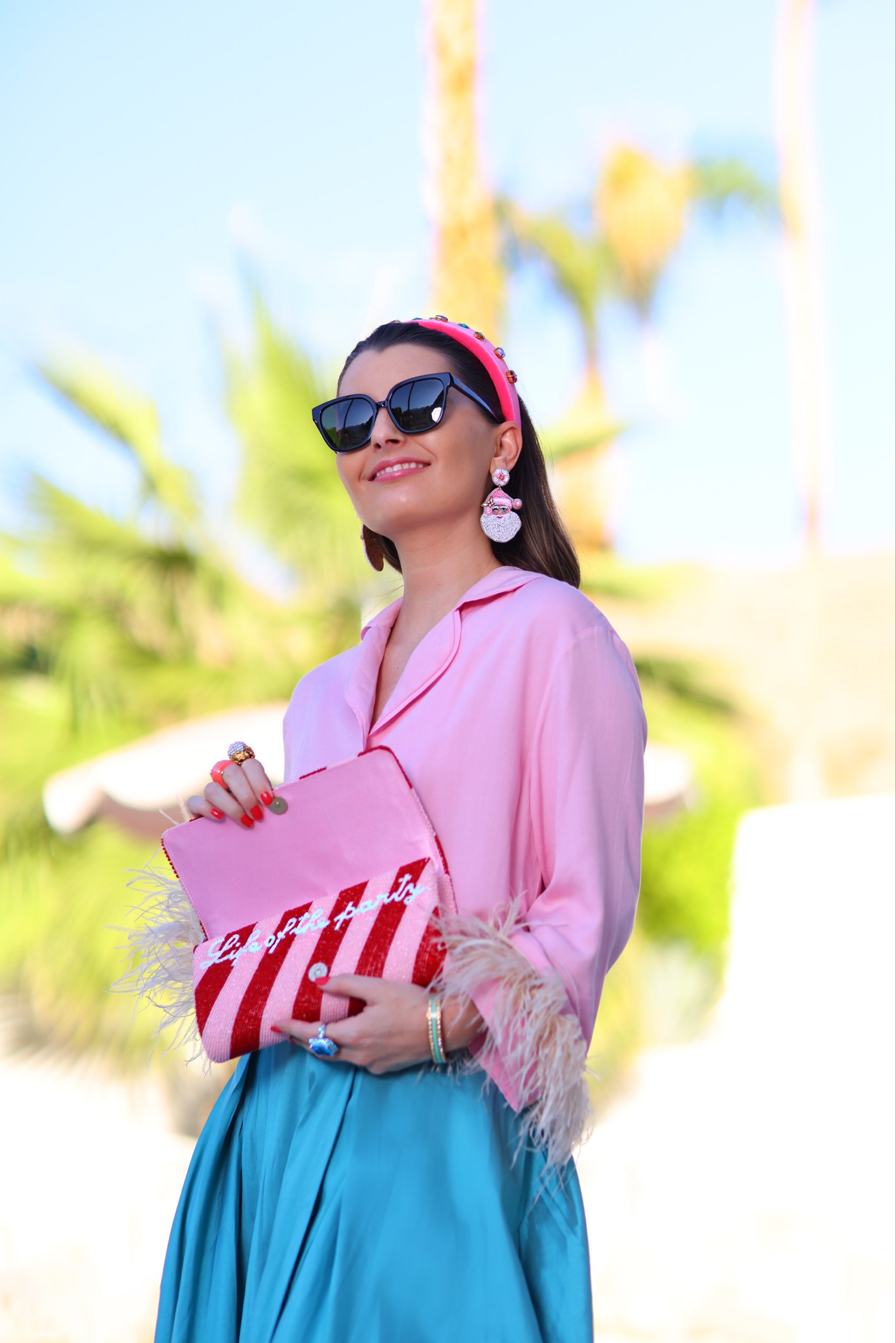 Nostalgic Vintage Pink Santa Earrings