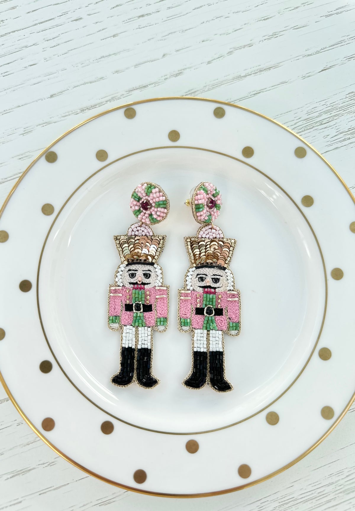 Pink & Green Nutcracker Earrings Beth Ladd Collections