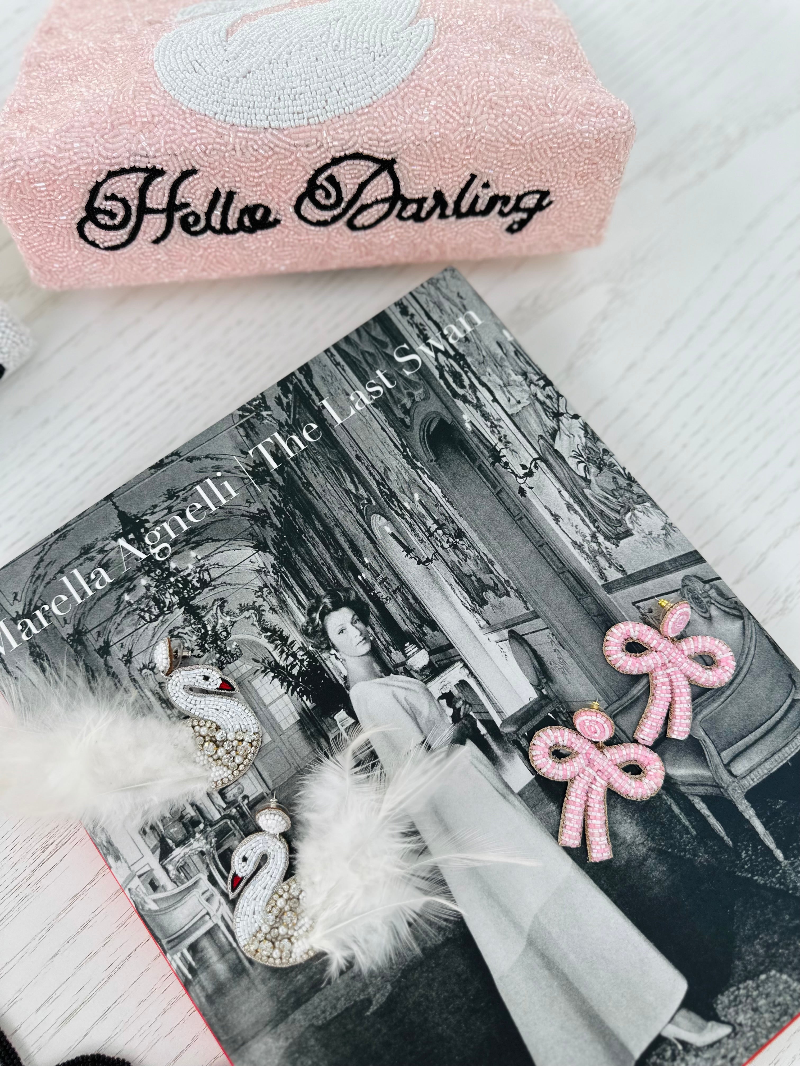Pink & White Candy Cane Bow Earrings