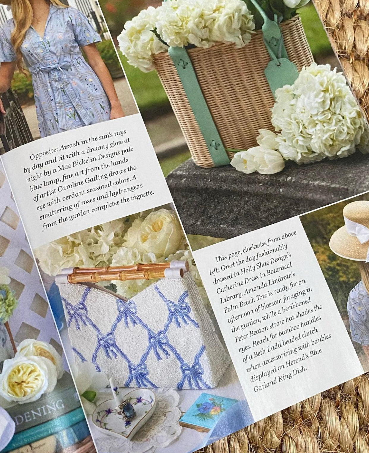 Bamboo Handle Clutch in Blue Bows