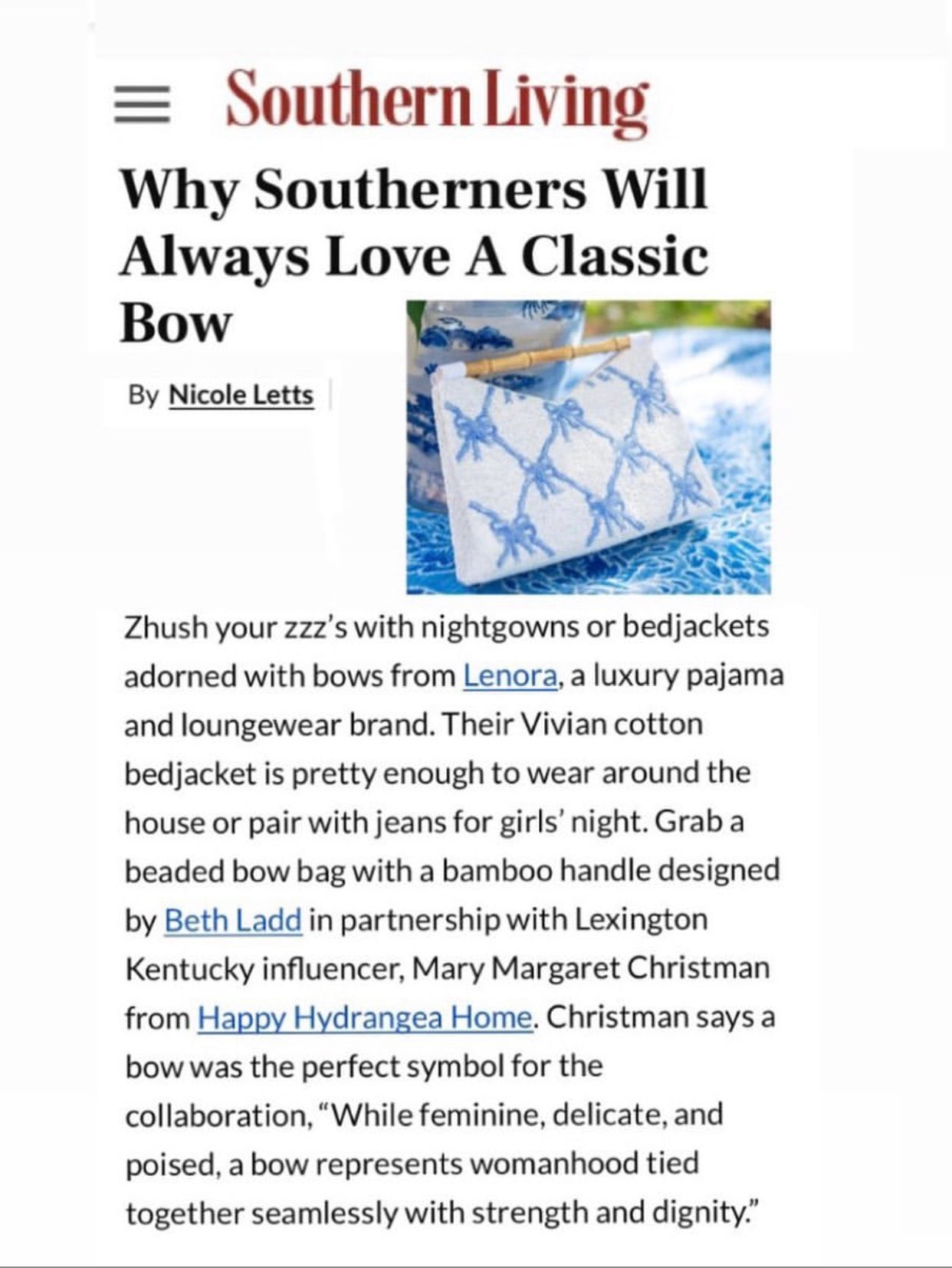 Bamboo Handle Clutch in Blue Bows