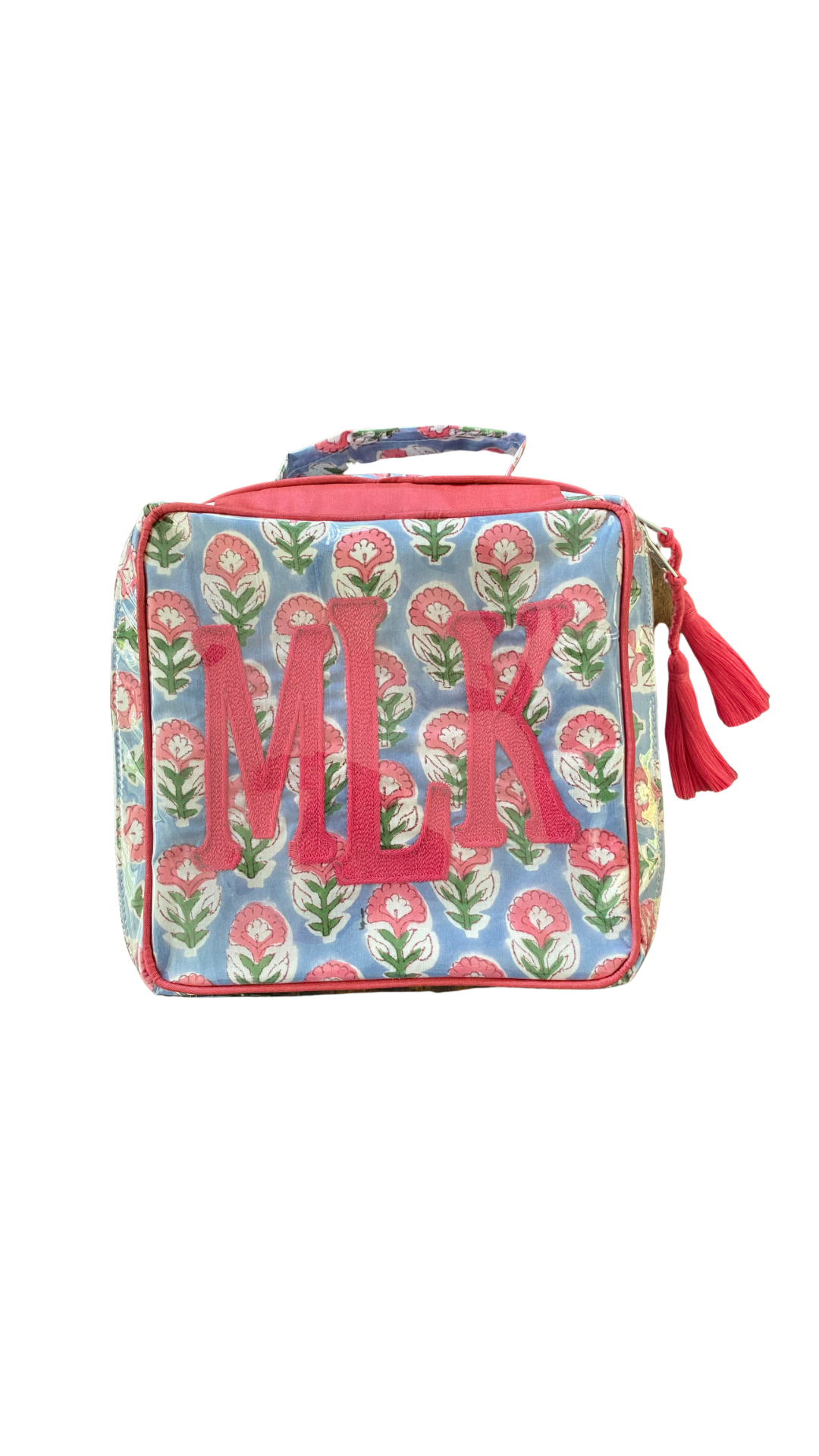 Custom Square Block Print Bag - Pink/Green/Blue