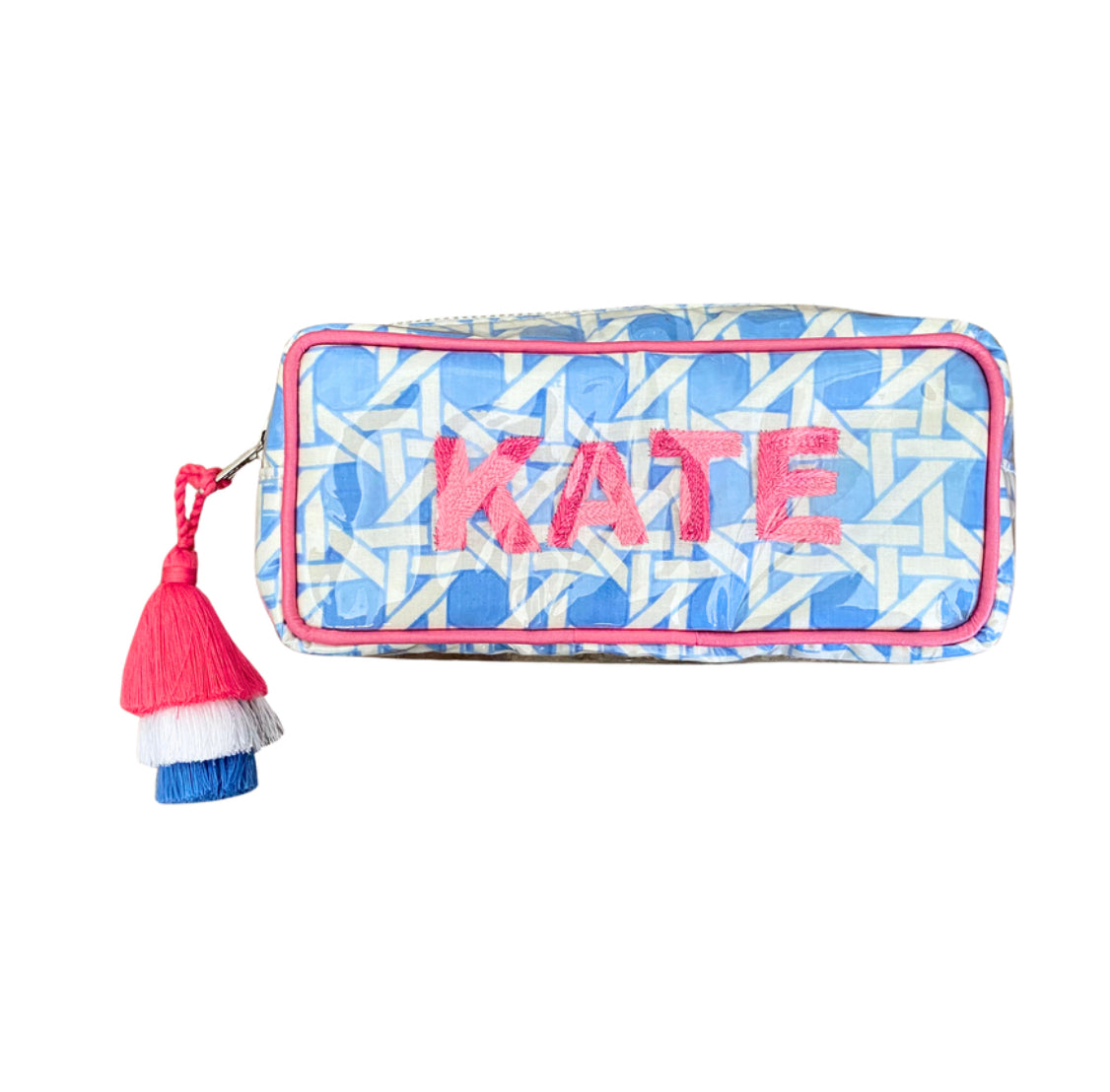 The Mini India Bag - Blue/Pink - Monogrammed
