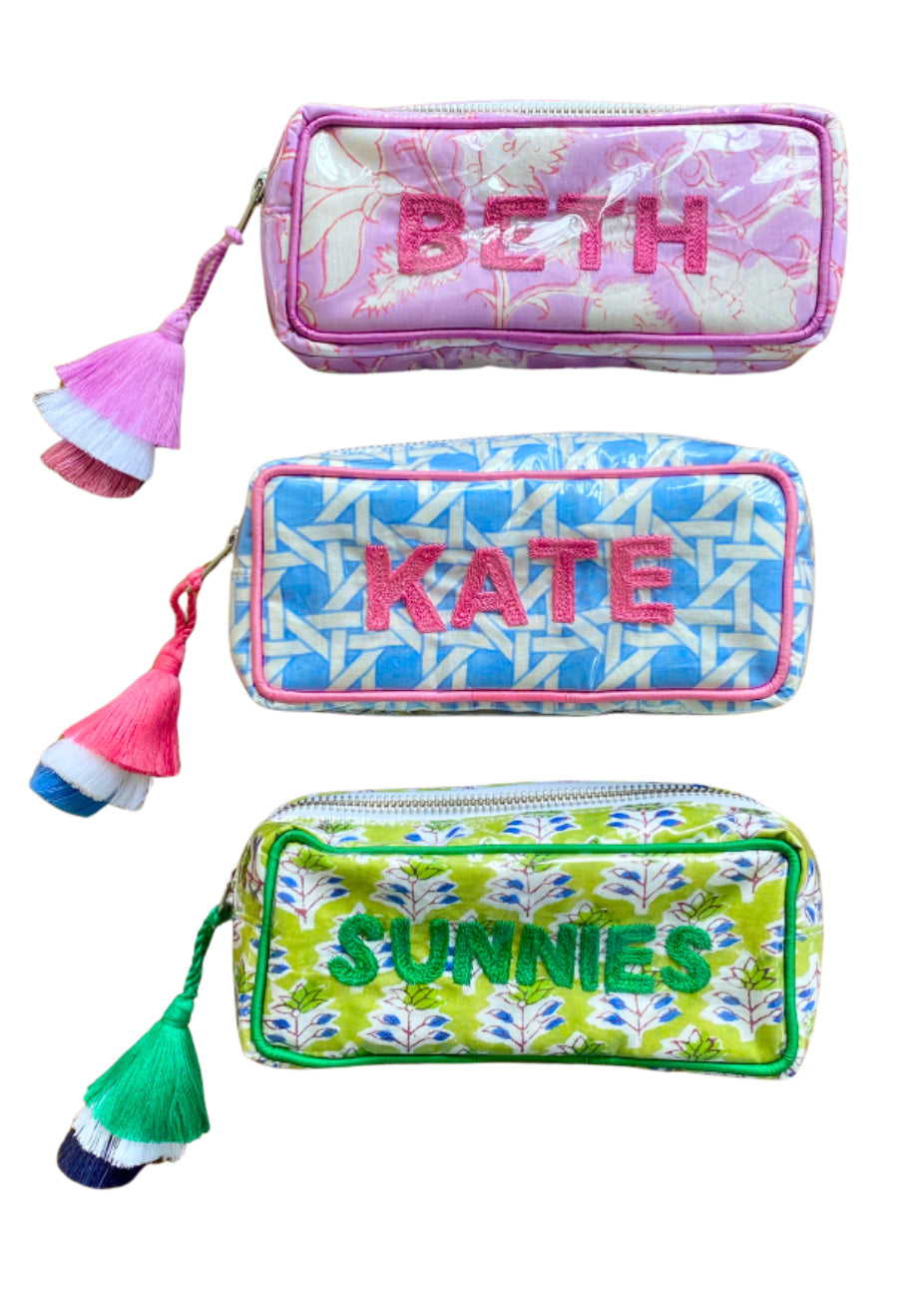 The Mini India Bag - Blue/Pink - Monogrammed