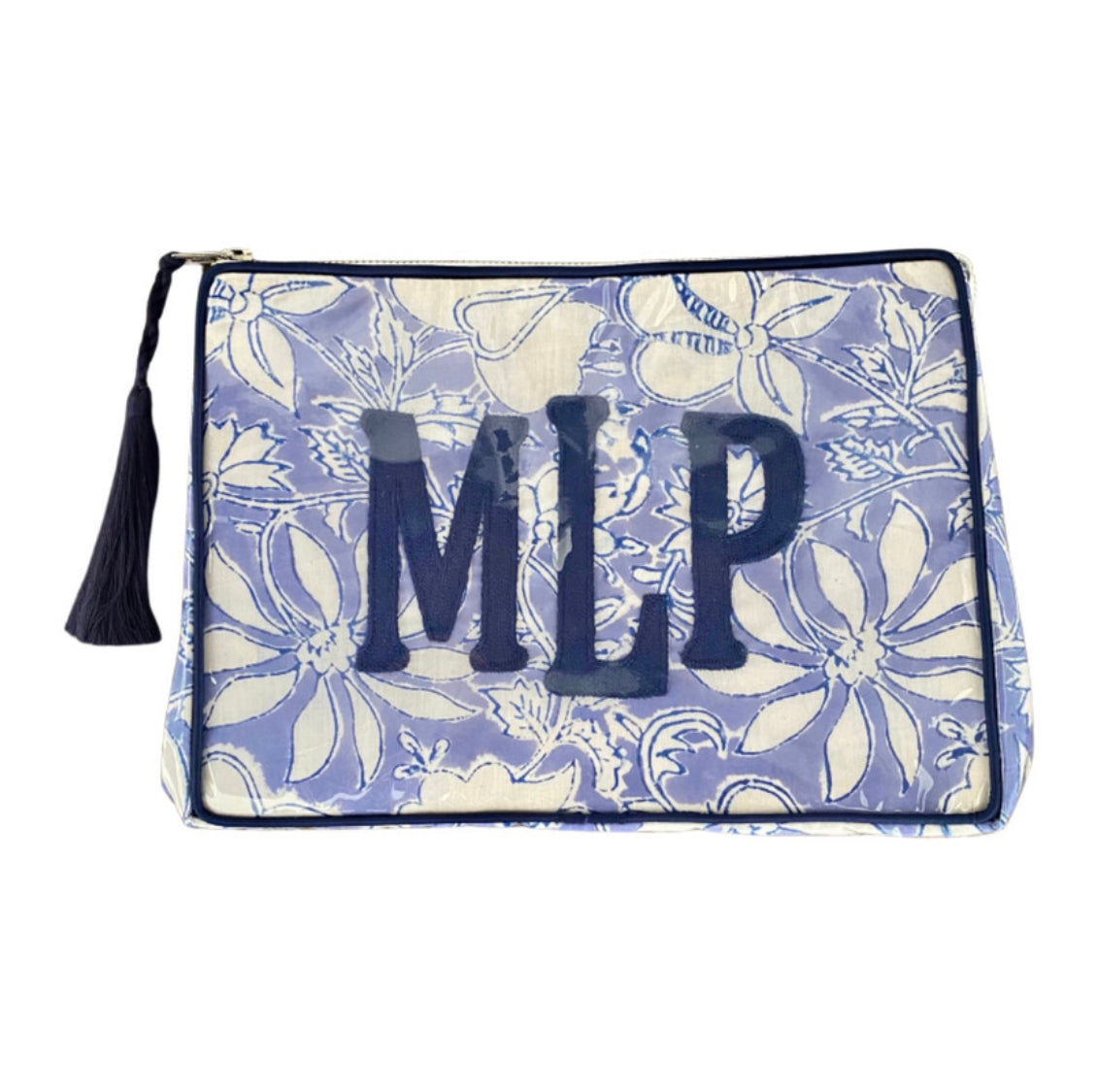 The OG India Bag - Periwinkle and Navy - Monogrammed