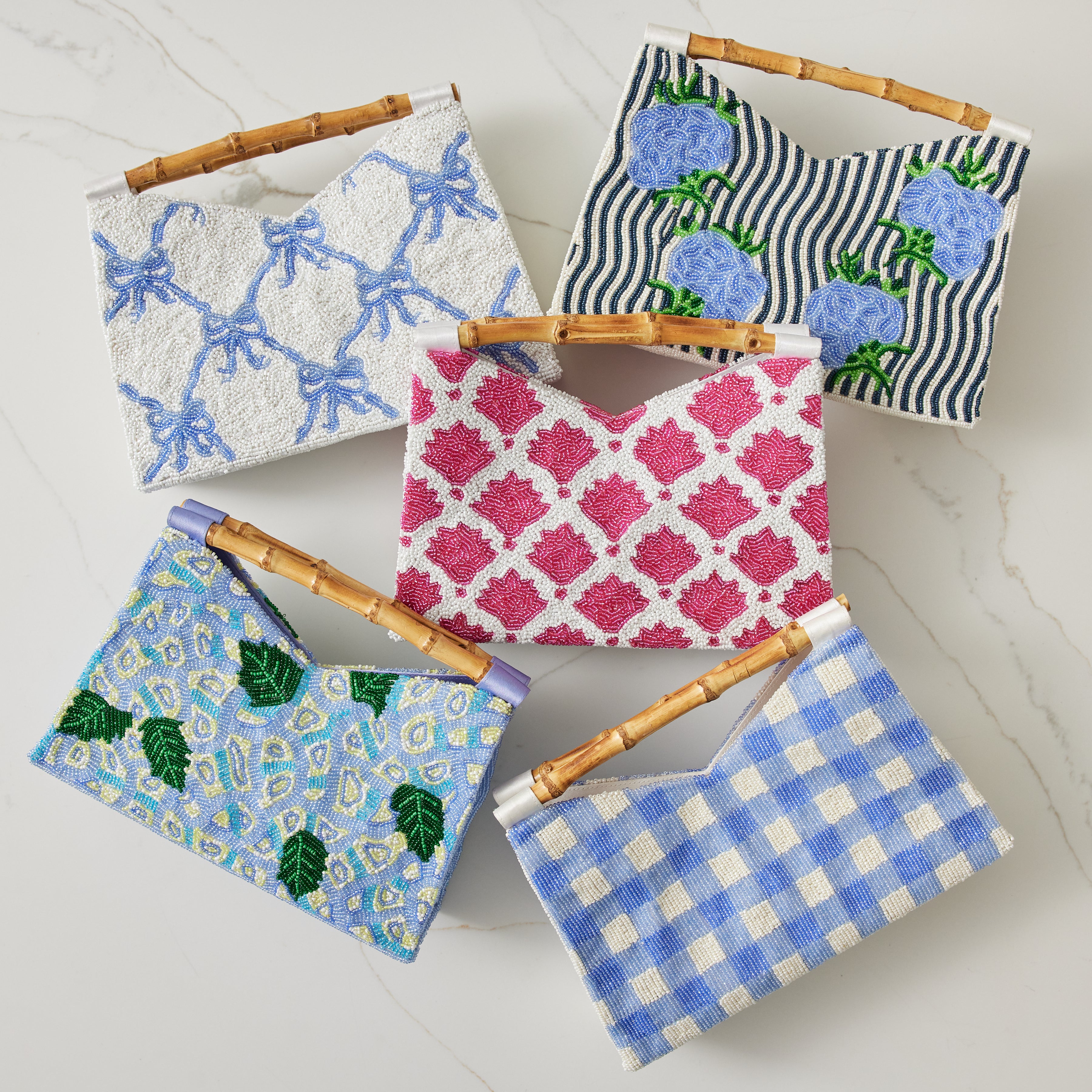 Bamboo Handle Clutch in Pink Mosaic