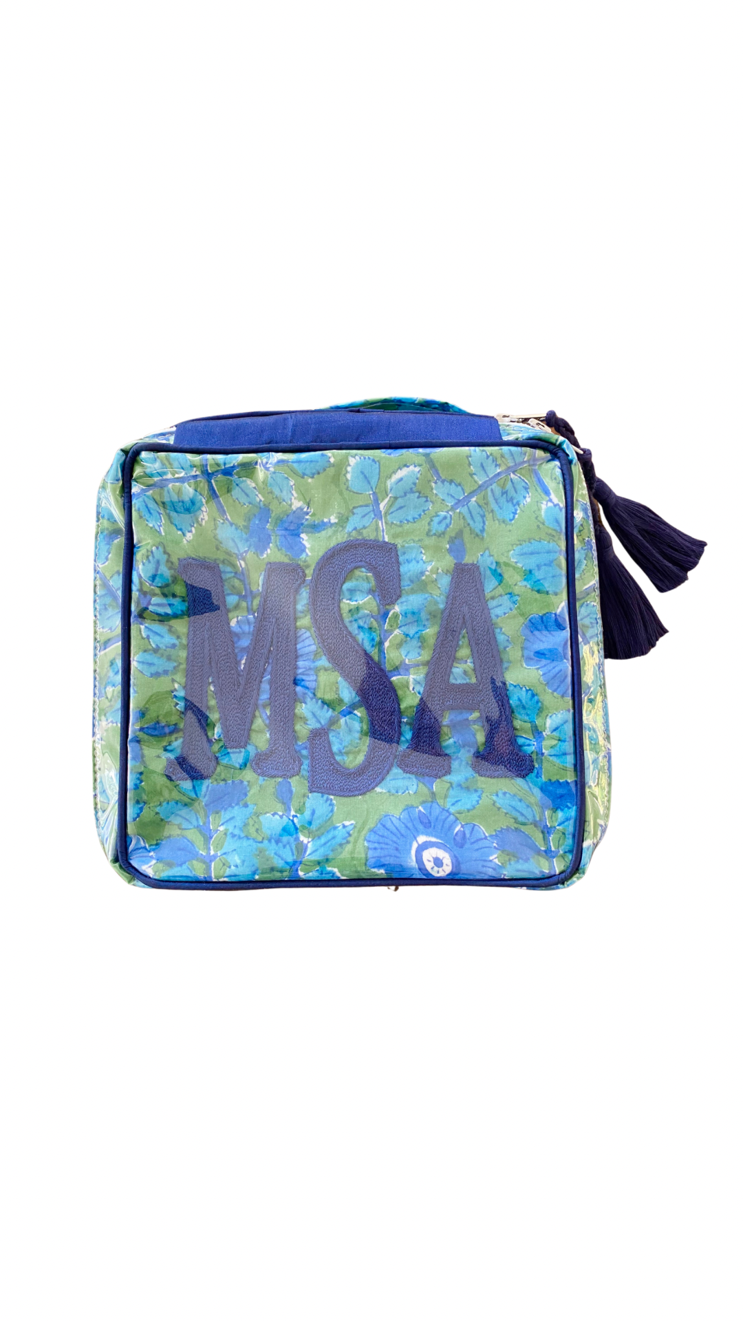Custom Square Block Print Bag - Darker Blue / Green