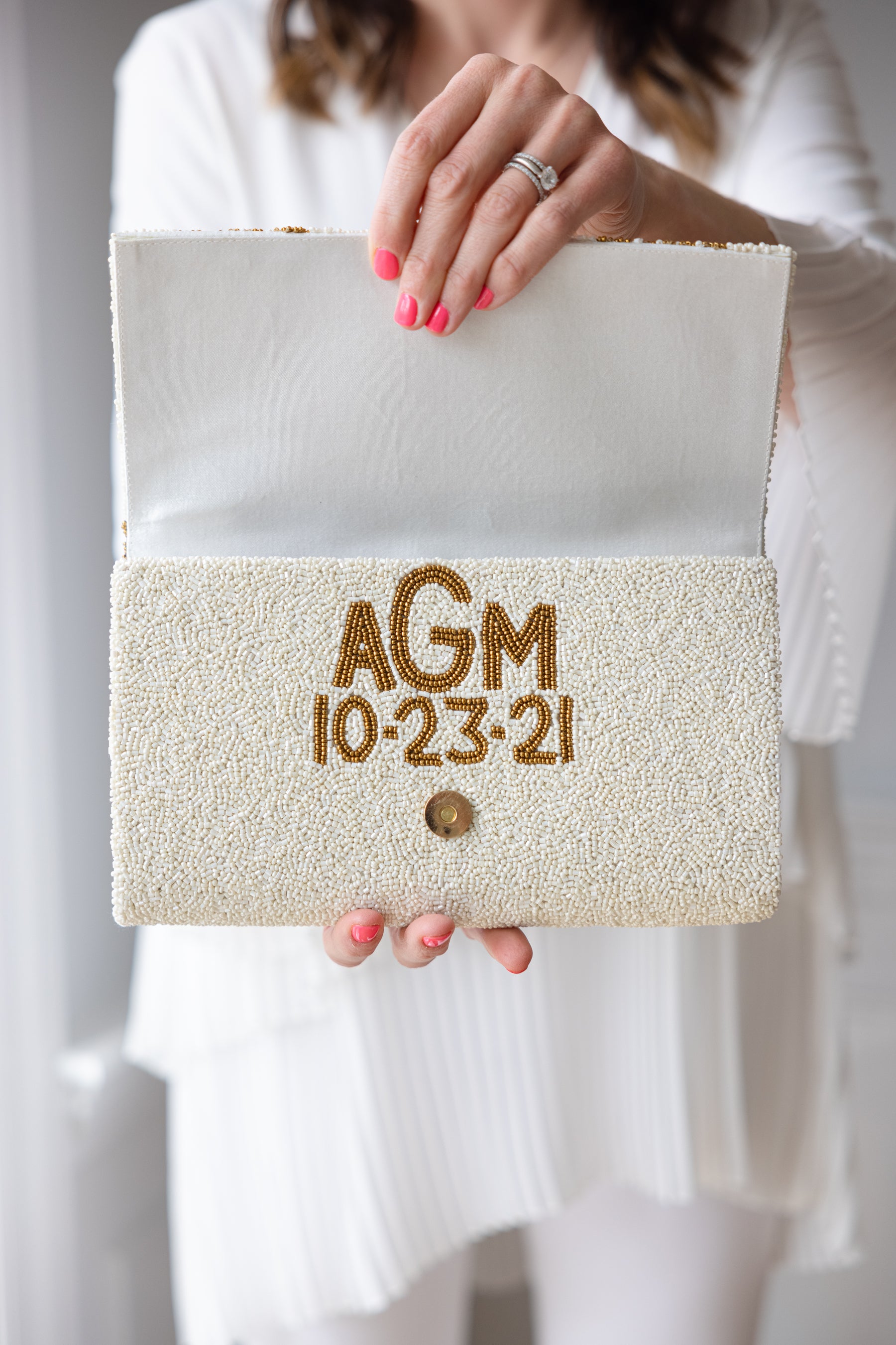 custom monogram clutch for bride