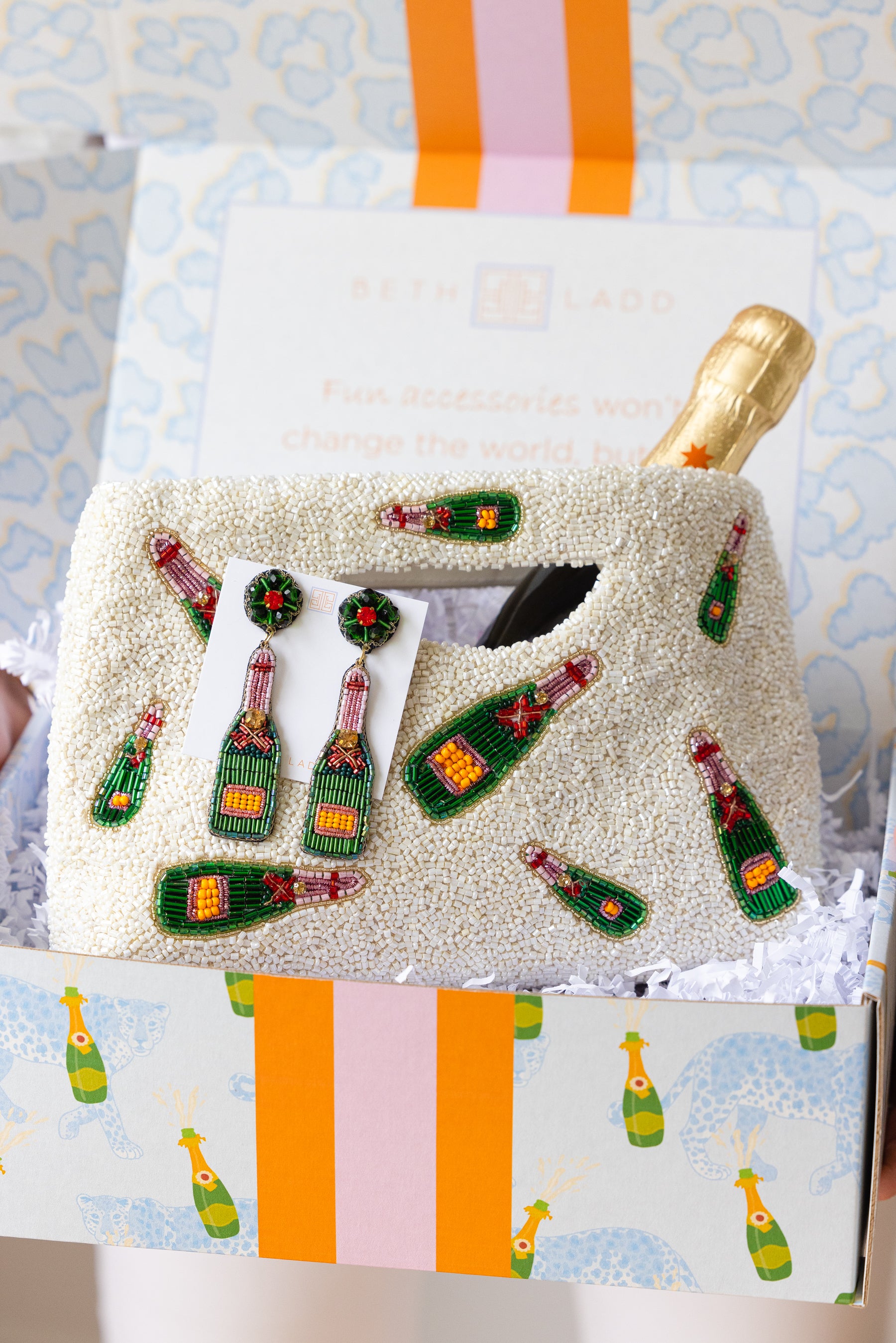 Custom Champagne Bottle Cut Out Handle Clutch