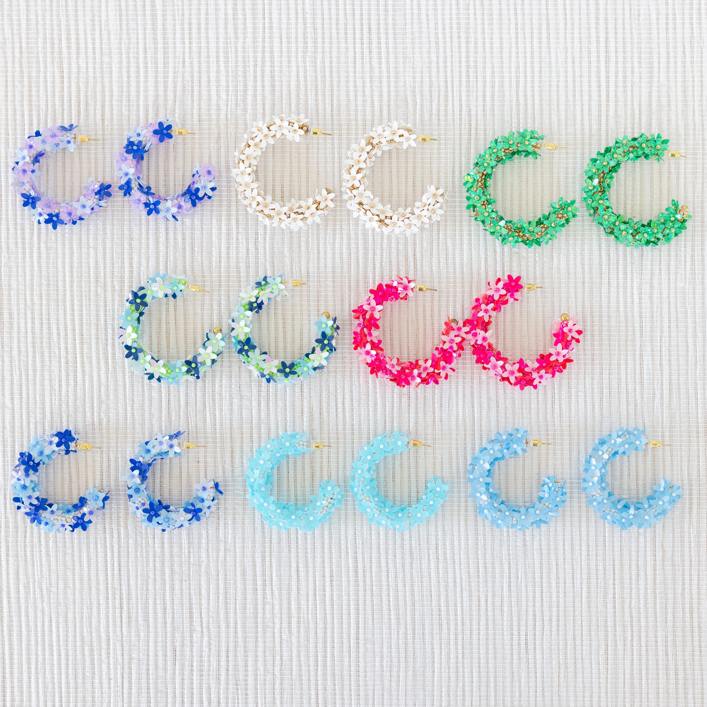 Flower Hoops in Shades of Purple and Blue