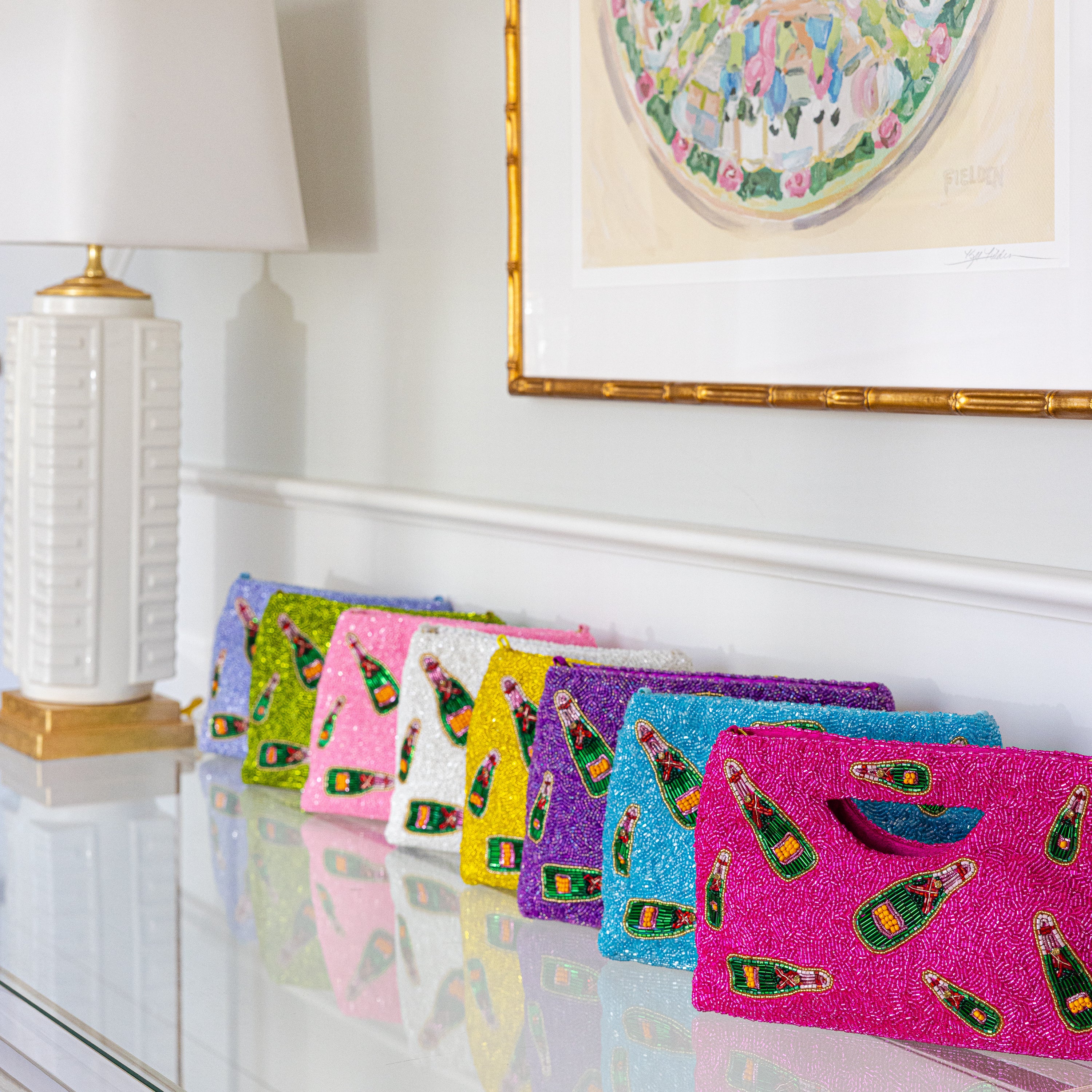 Custom Champagne Bottle Cut Out Handle Clutch